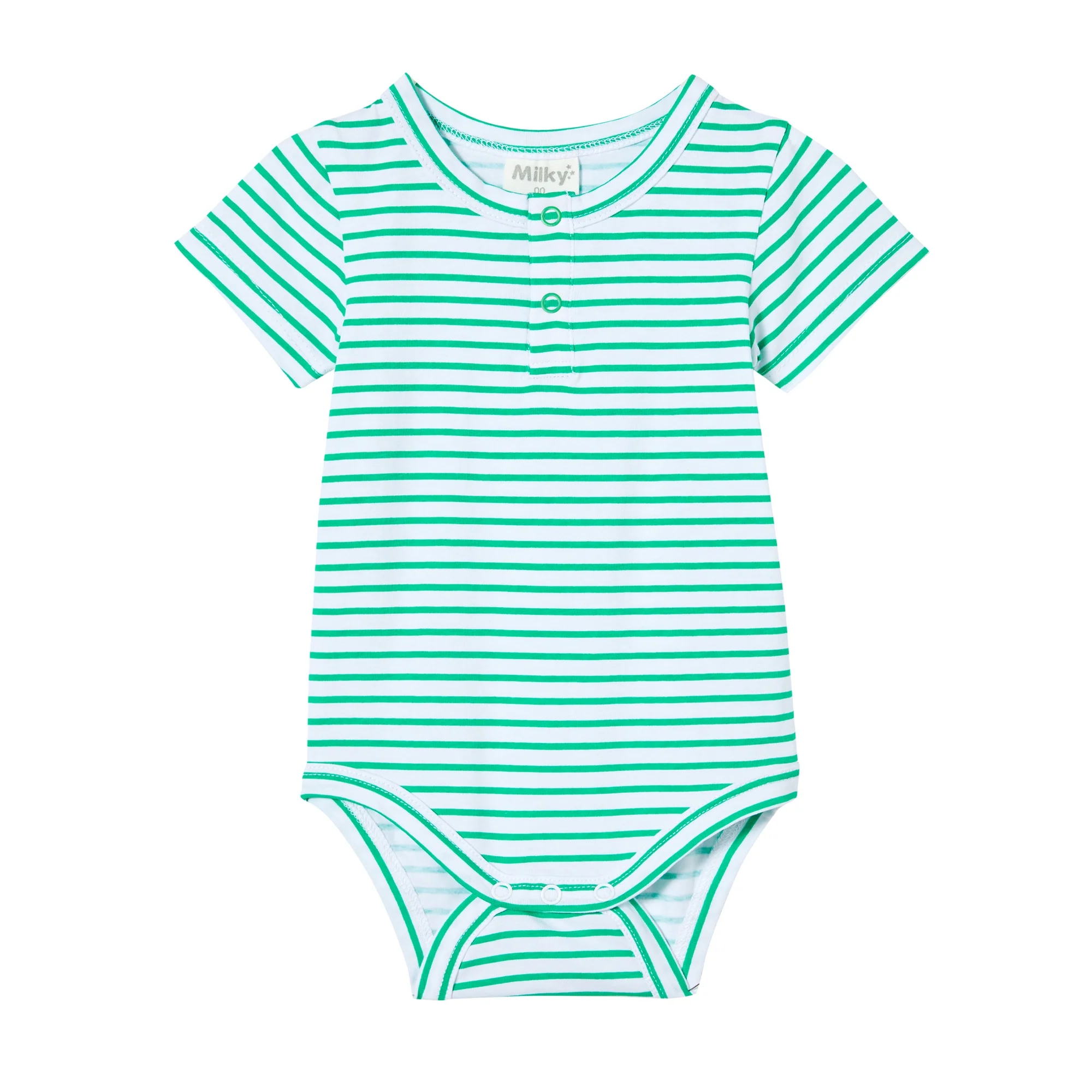Milky Green Stripe Bubbysuit - Green Mini Stripe