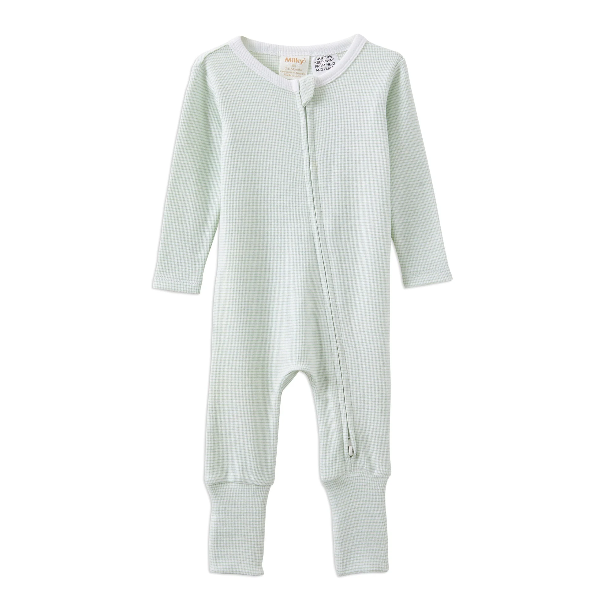 Milky Green Stripe Zip Romper