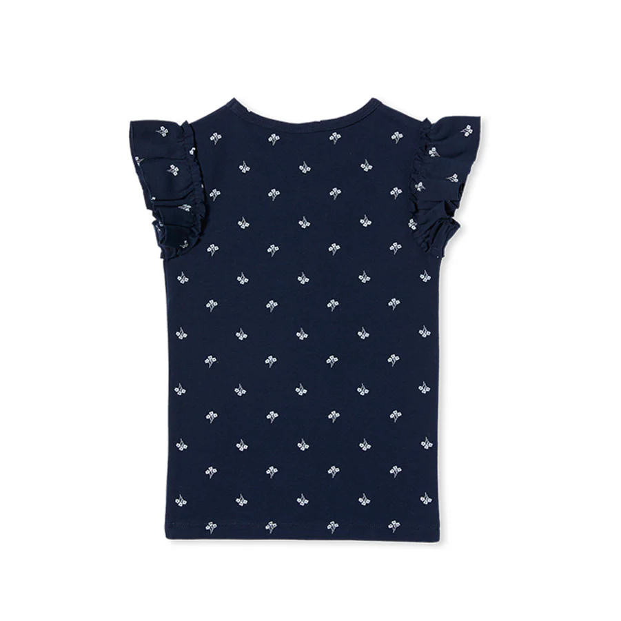 Milky Navy Floral Rib Tee - Navy - Image 2