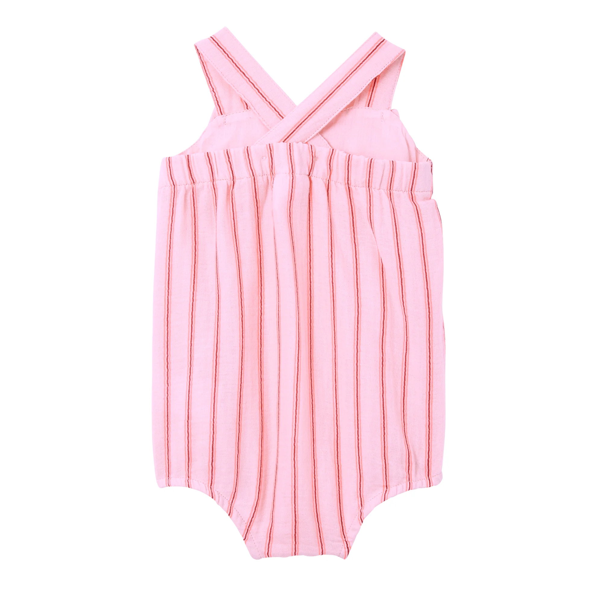 Milky Ruby Stripe Cotton Playsuit - Pastel Pink - Image 2