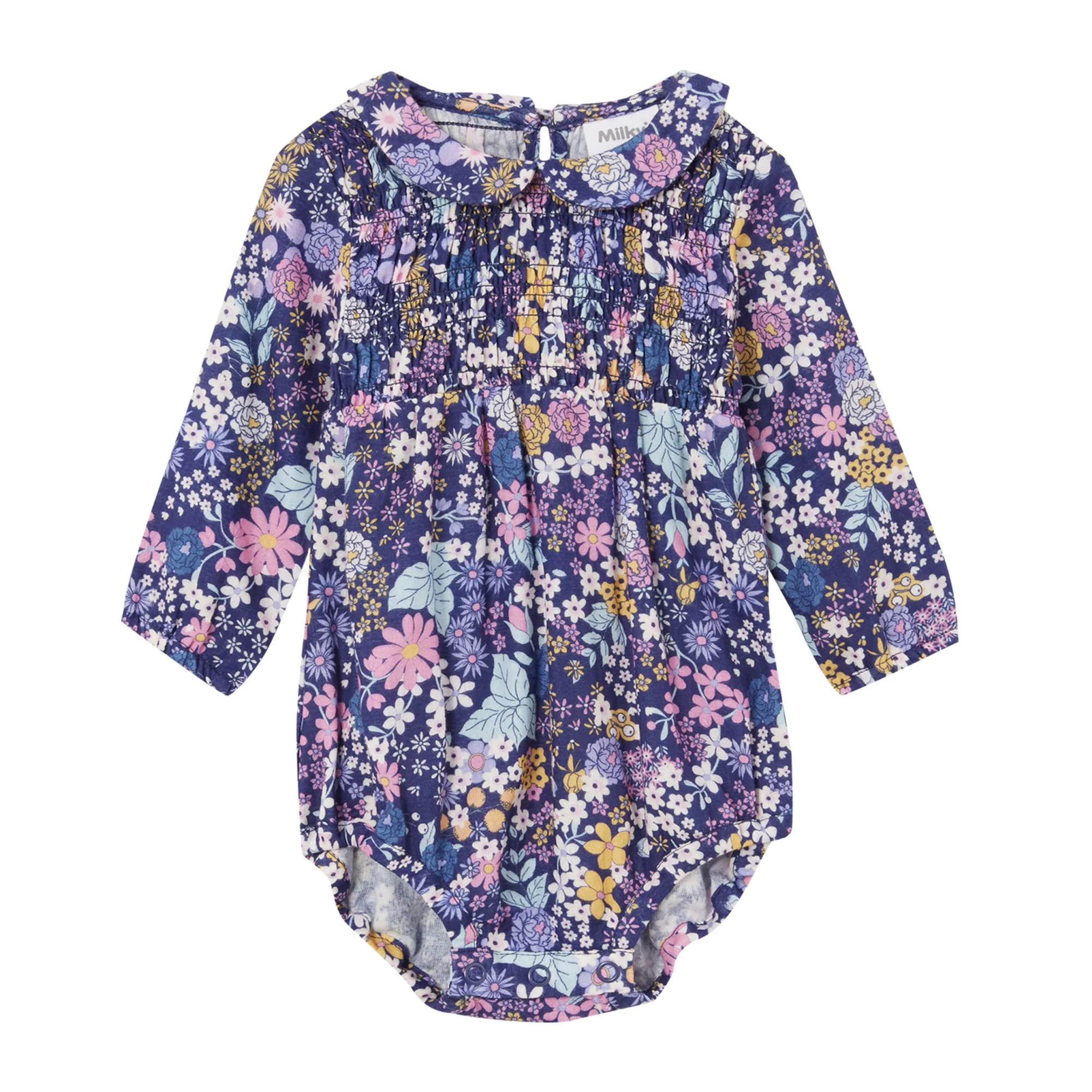 Milky Shirred Playsuit - Winter Bouquet