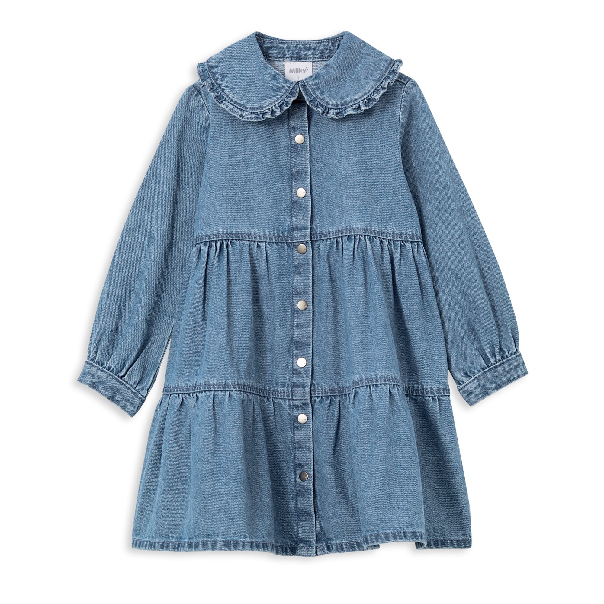 Tiered Collared Dress - Denim