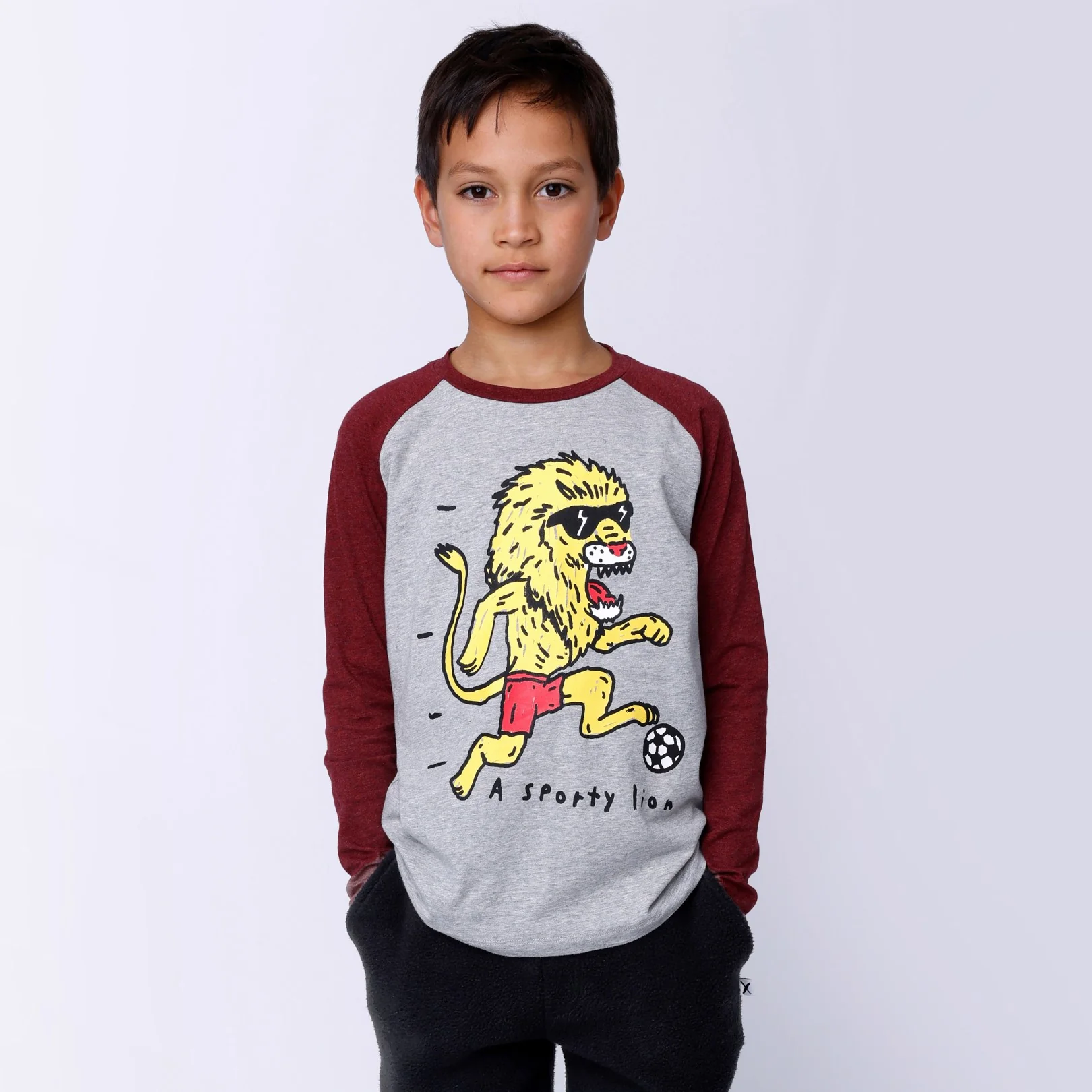A Sporty Lion Tee - Grey/Red Marle - Image 2
