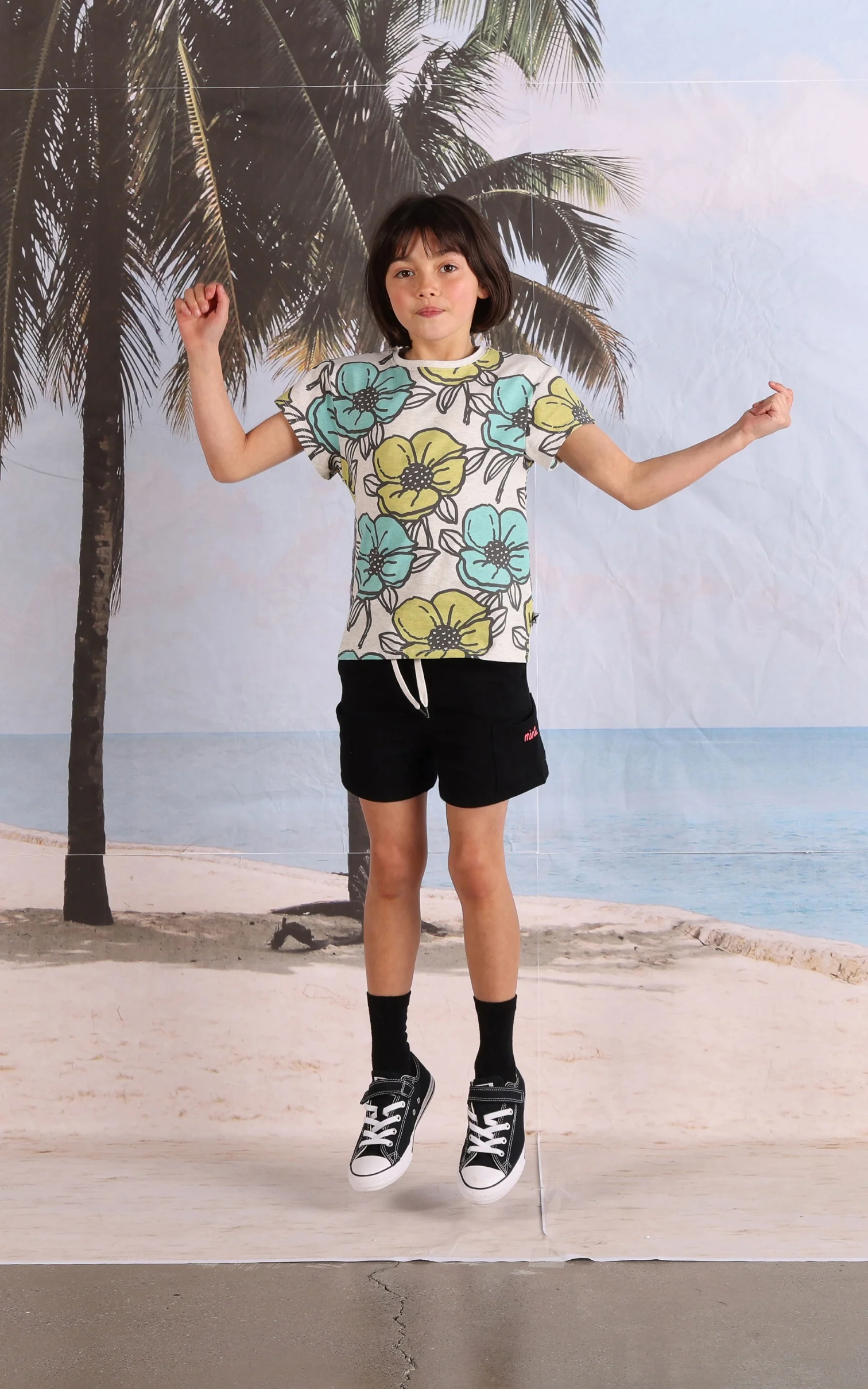 Minti Big Flowers Tee - White Marle - Image 2