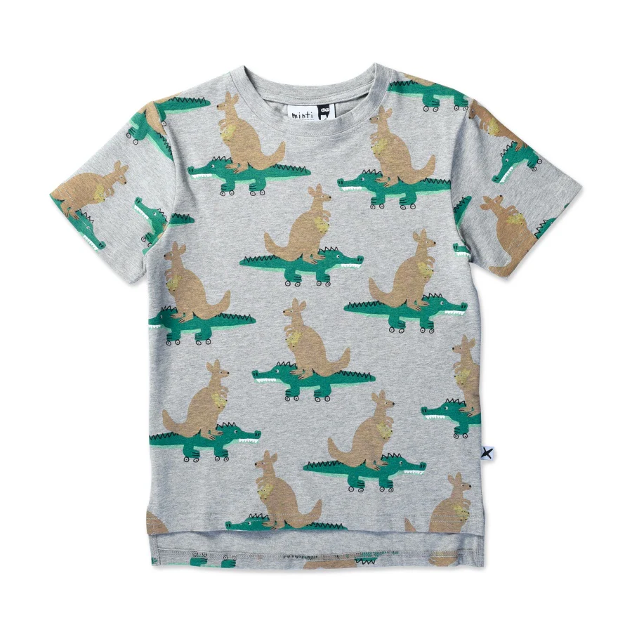 Minti Croc Riders Tee - Grey Marle