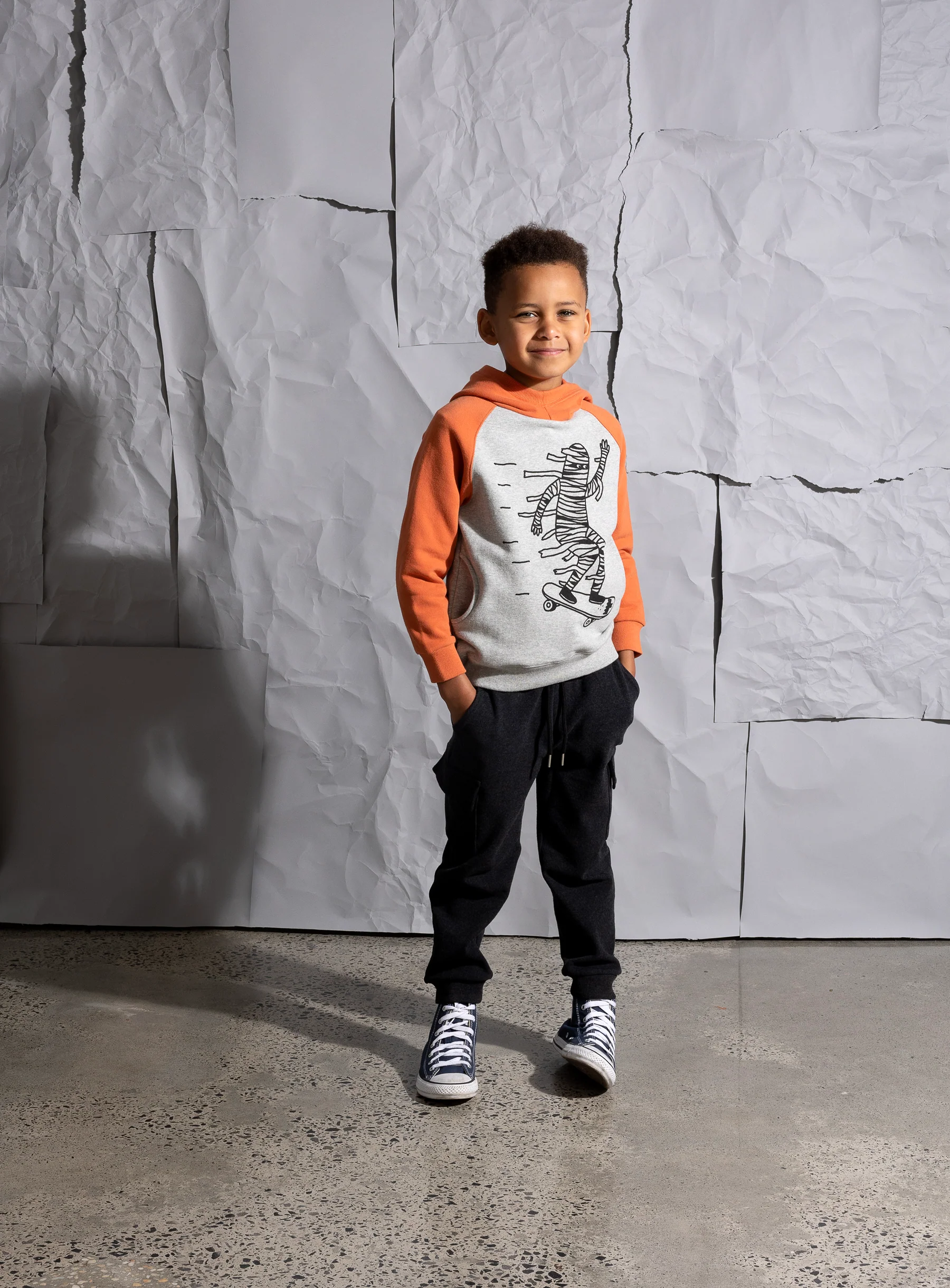 Minti Deluxe Cargo Trackies - Black Marle - Image 2