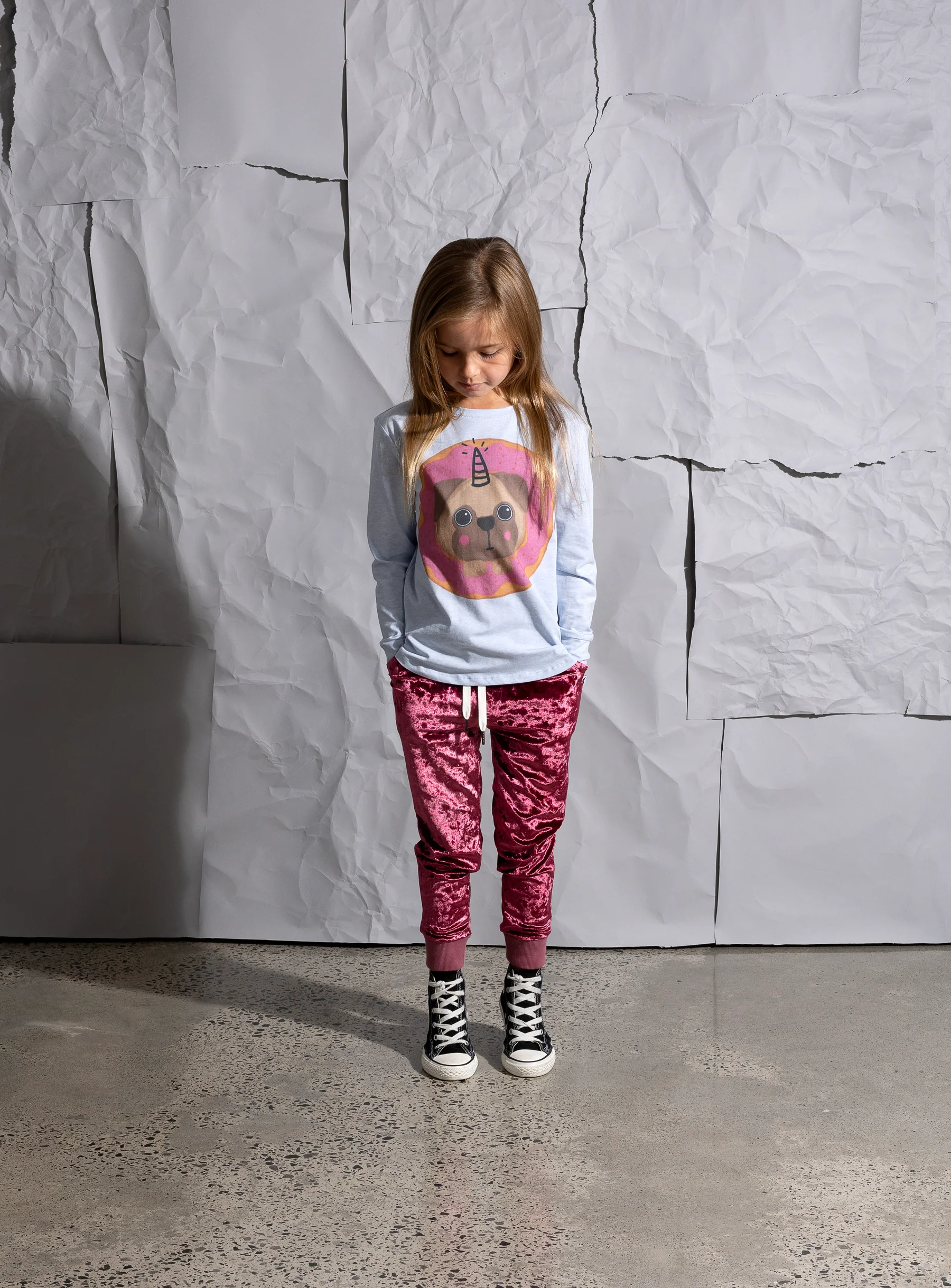 Minti Donut Pug Tee - Cornflower Marle - Image 4