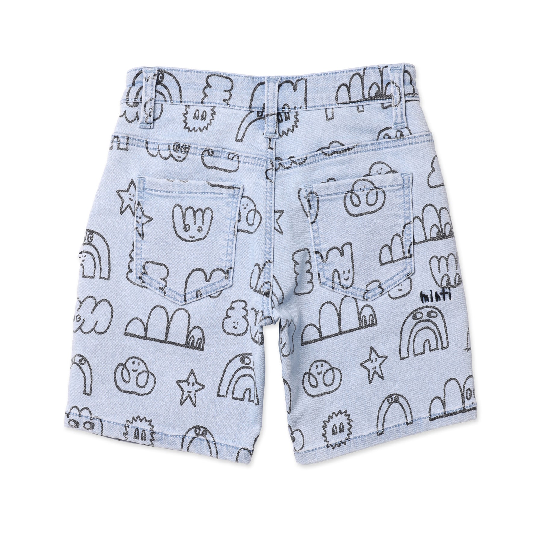 Minti Drawings Denim Short - Washed Blue - Image 3
