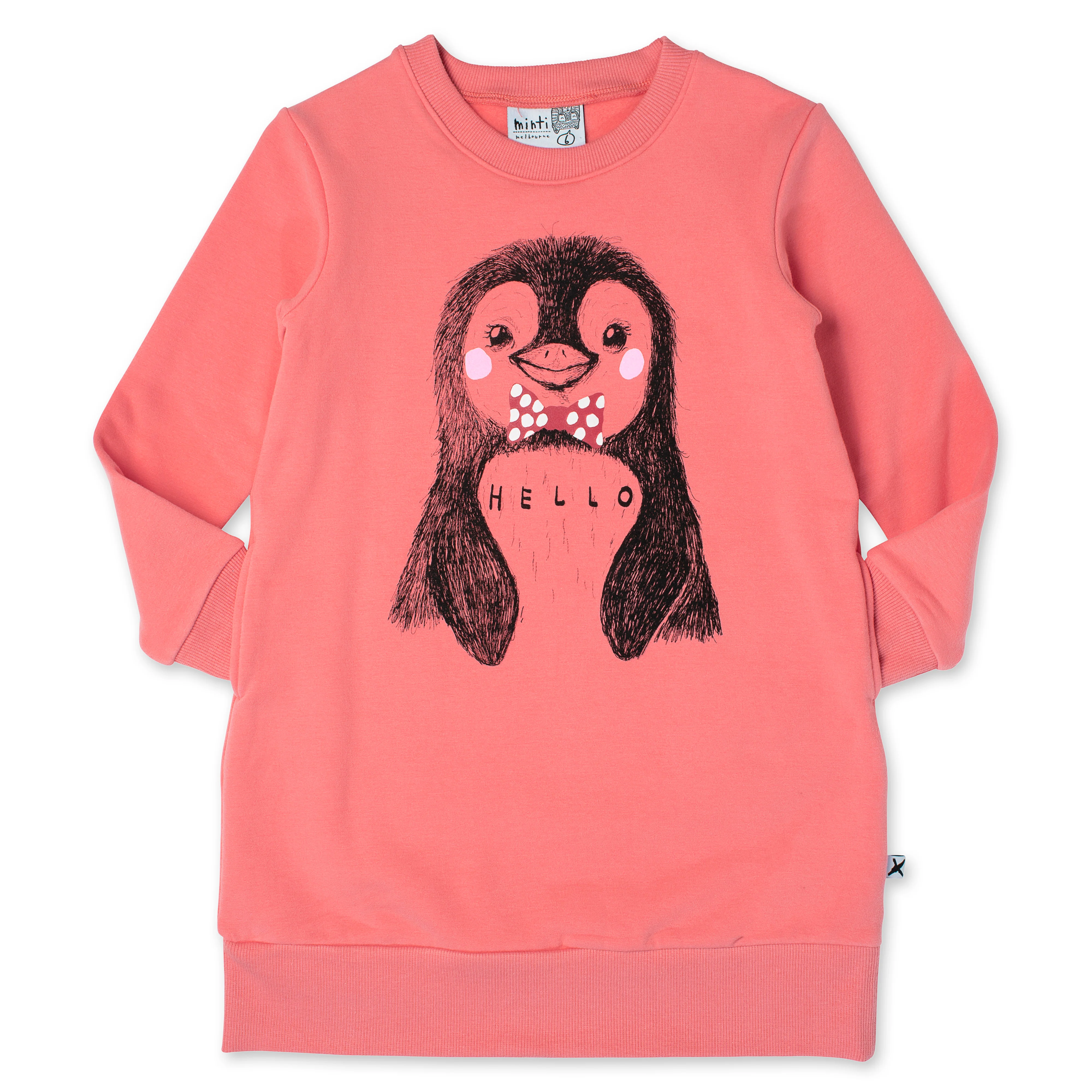 Minti Dressed Up Penguin Furry Dress - Muted Coral