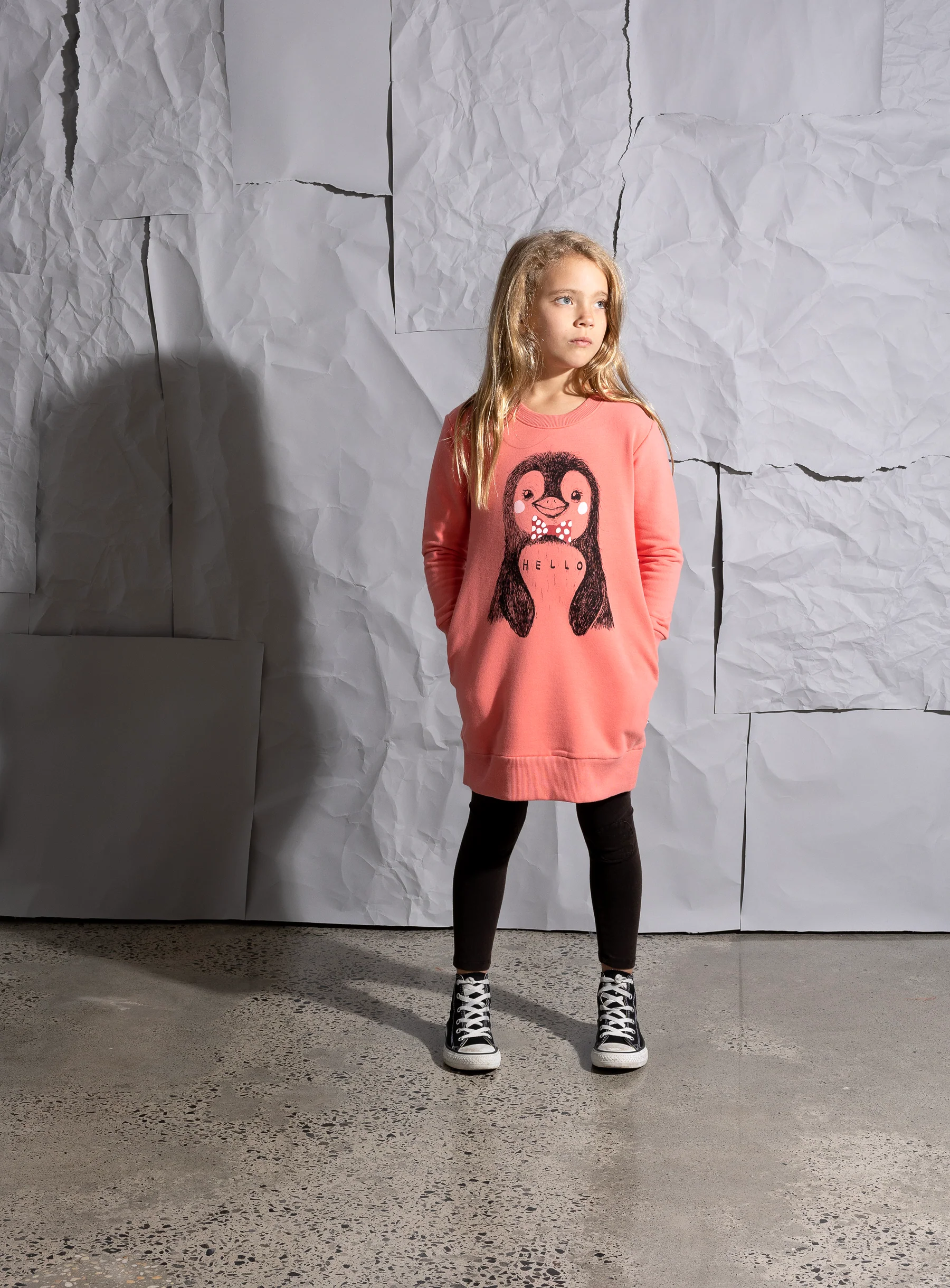 Minti Dressed Up Penguin Furry Dress - Muted Coral - Image 2