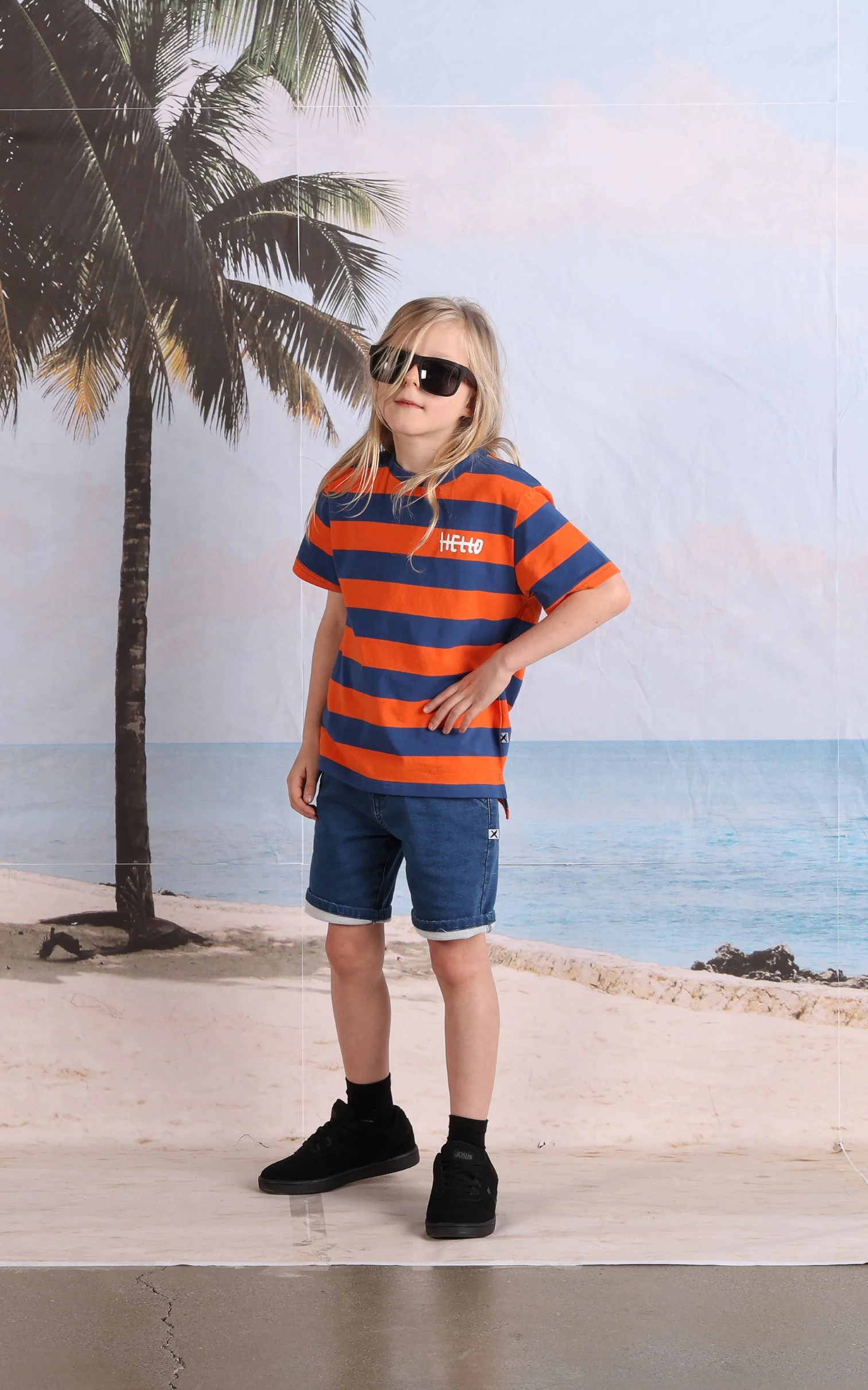 Minti Duo Tee - Orange/Midnight Stripe - Image 2