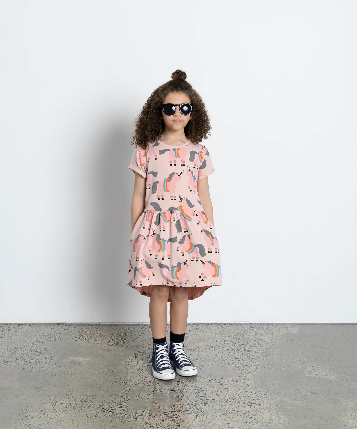 Minti Floating Unicorns Dress - Muted Pink - Image 3