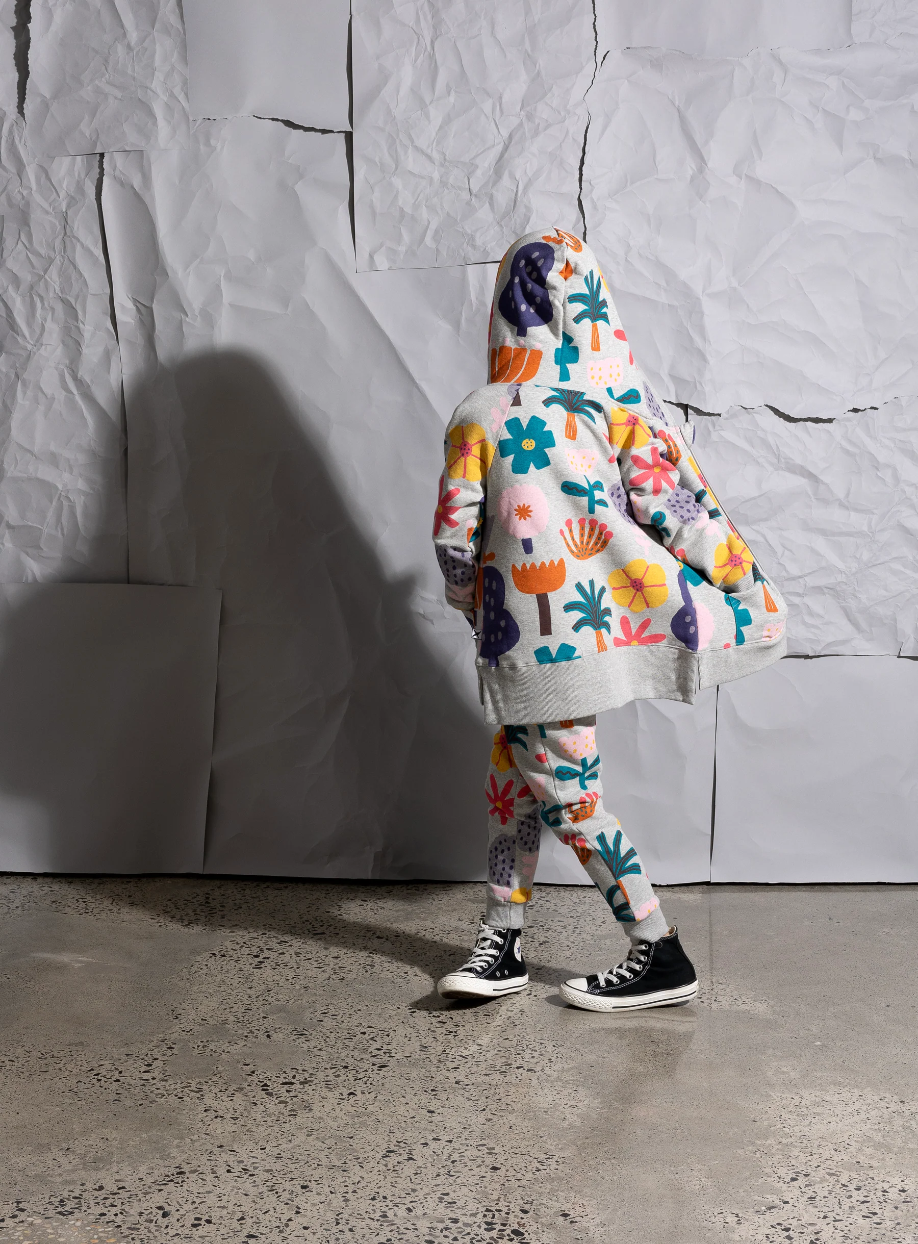 Minti Floral Garden Furry Zip Up - Grey Marle - Image 3