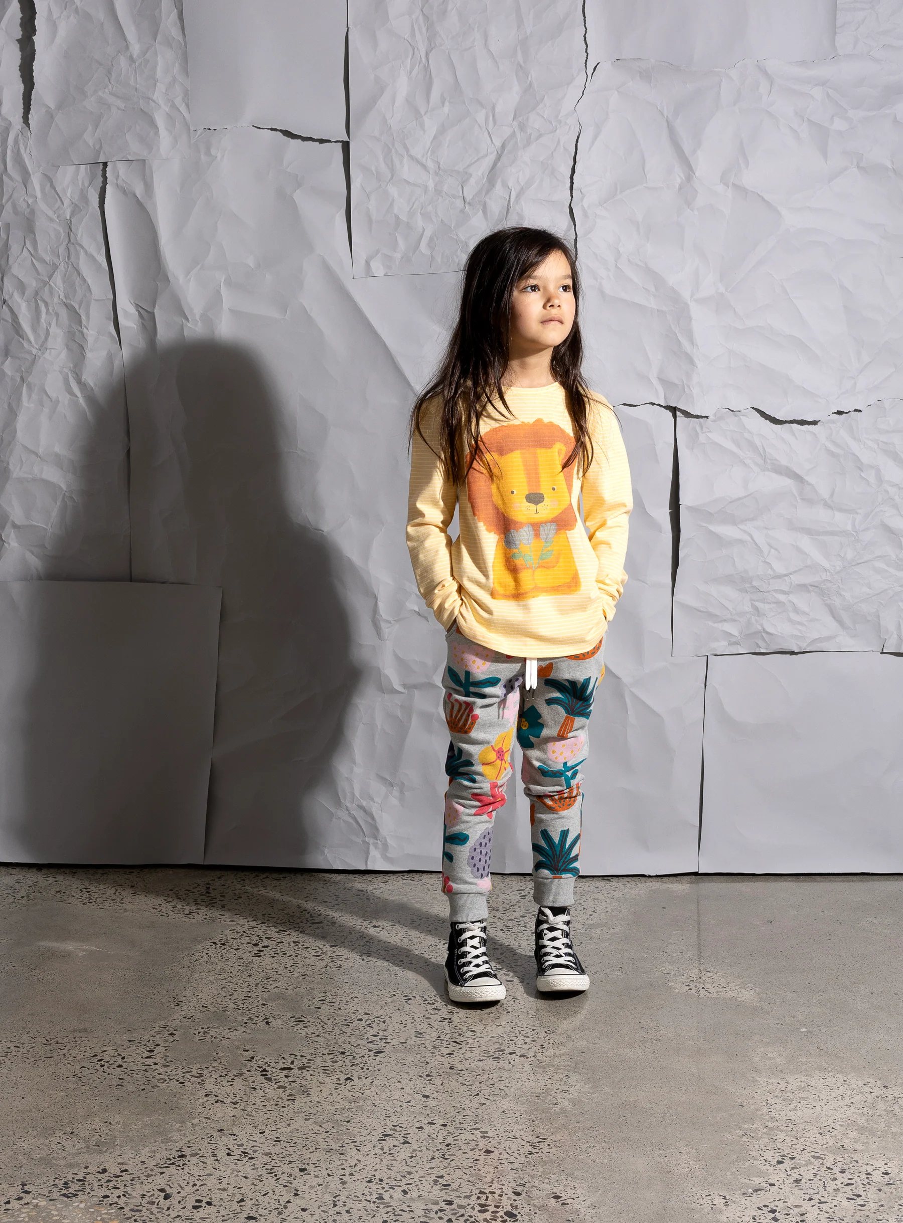 Minti Flower Lion Tee - Lemon Stripe - Image 3