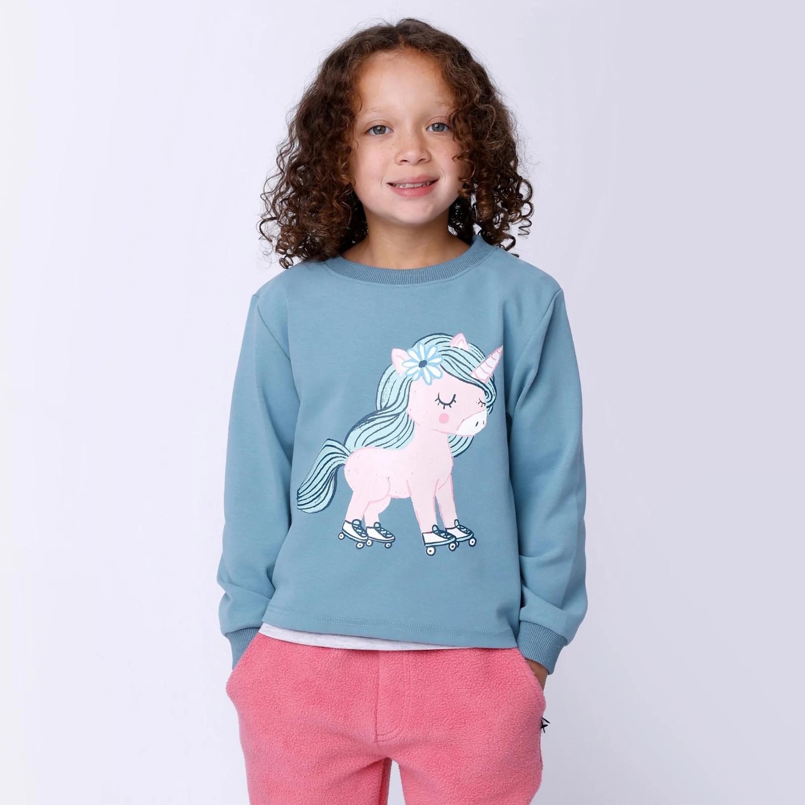 Flower Unicorn Crew - Muted Green - Image 3