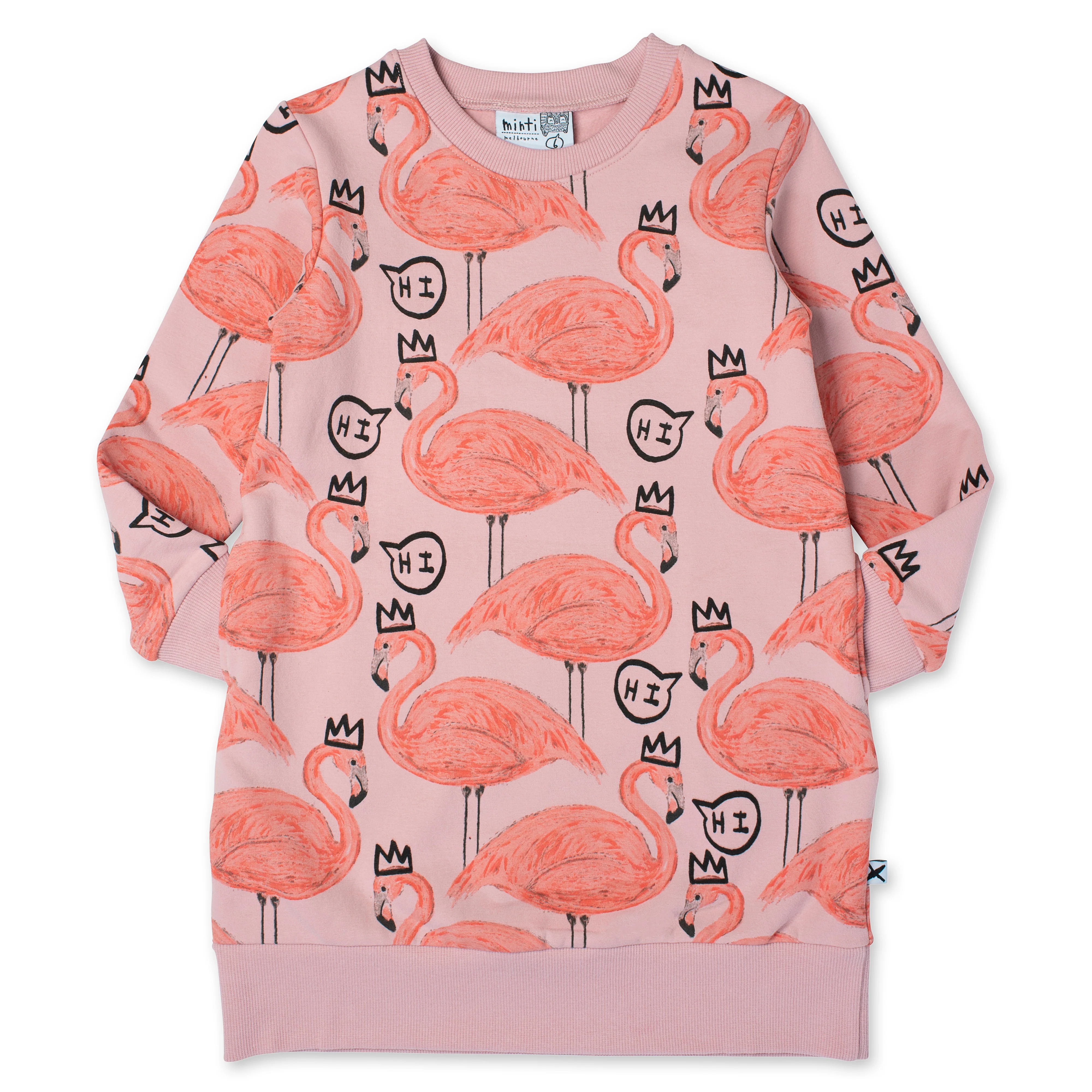 Minti Friendly Flamingos Furry Dress - Muted Pink - Image 3