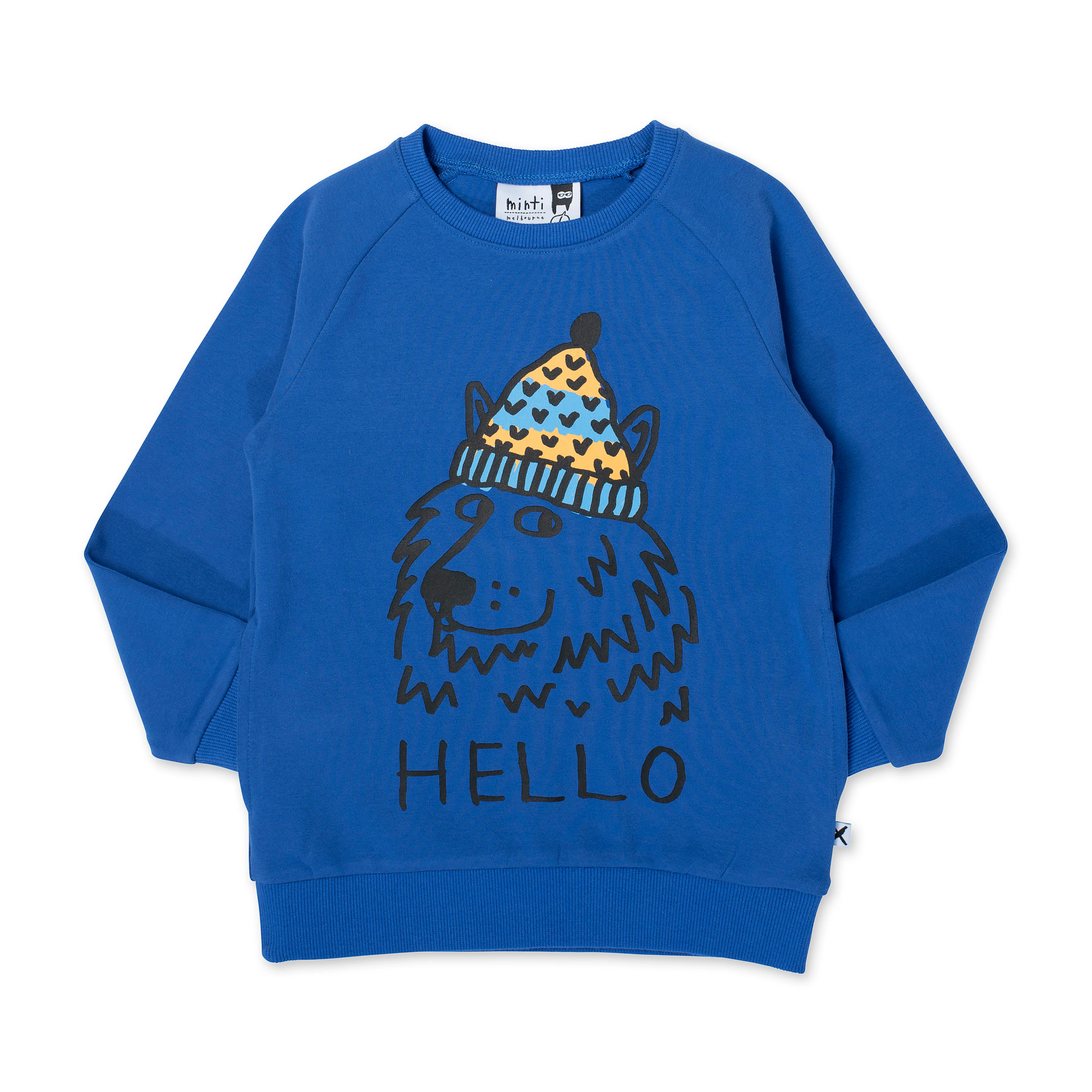 Minti Friendly Wolf Crew - Bright Blue - Image 3