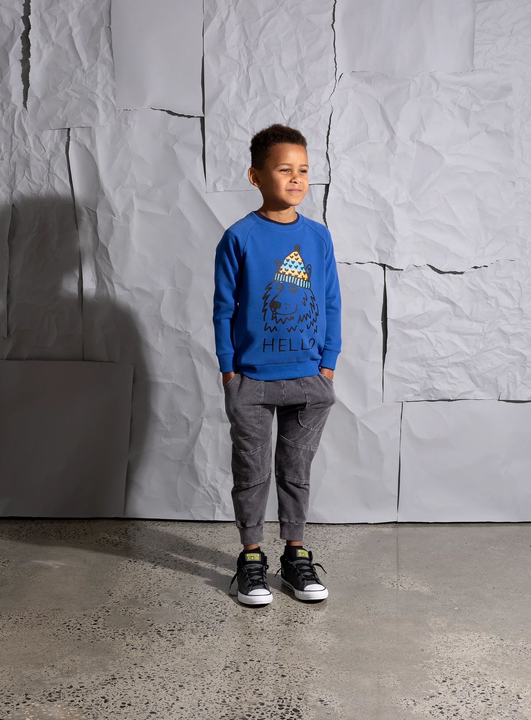 Minti Friendly Wolf Crew - Bright Blue - Image 4