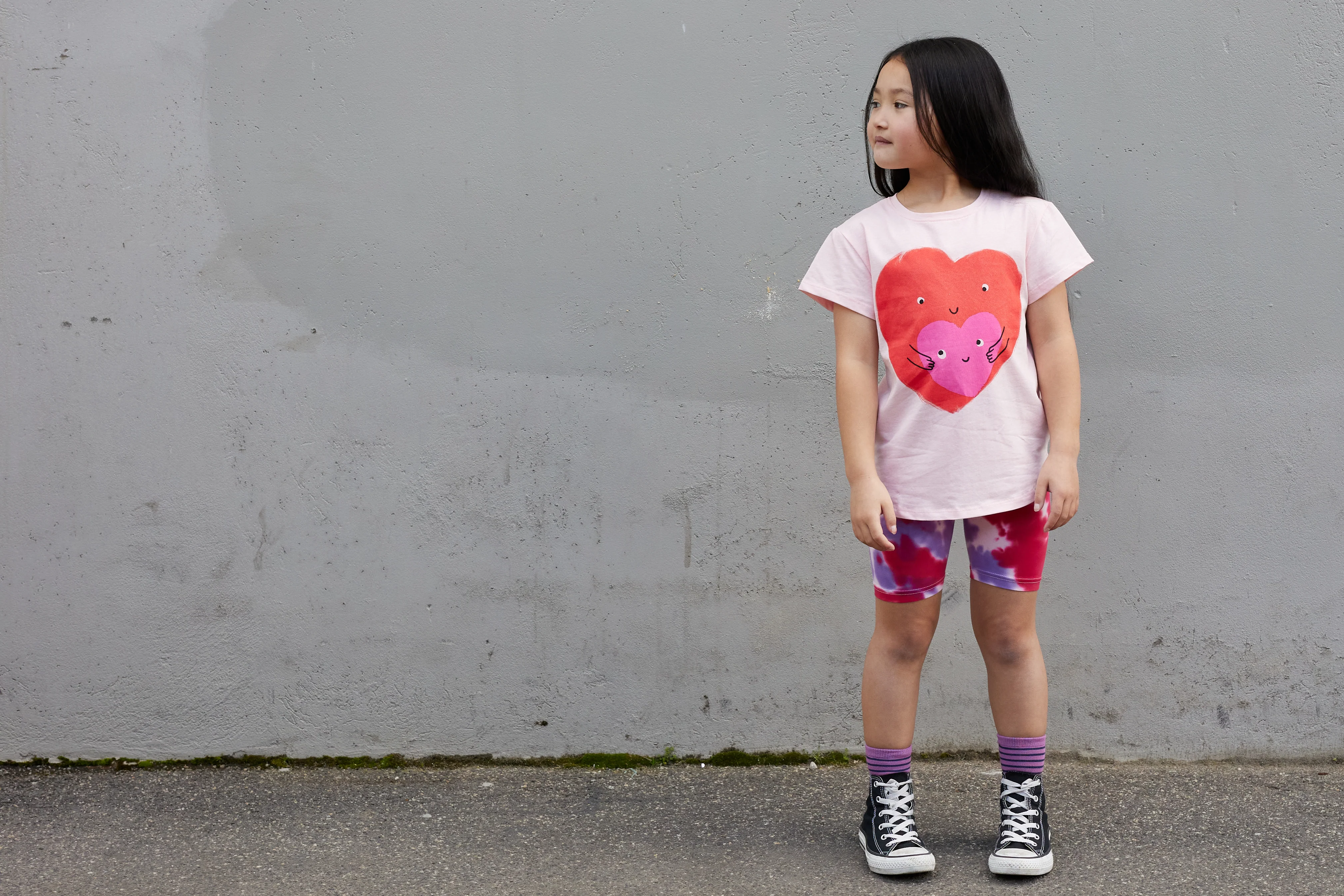 Minti Heart Love Tee - Pink Marle - Image 2