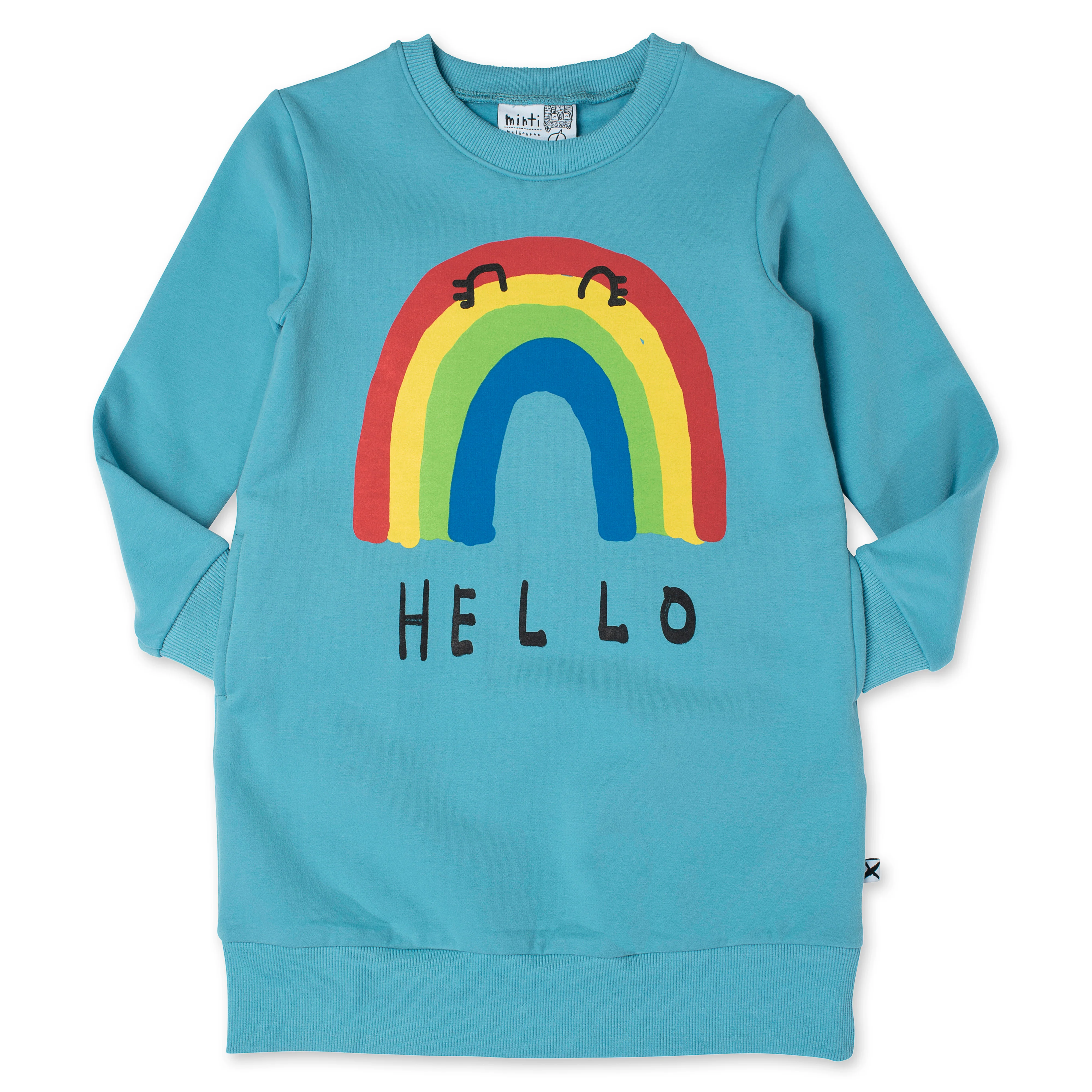 Minti Hello Bye Rainbow Furry Dress - Aqua - Image 3