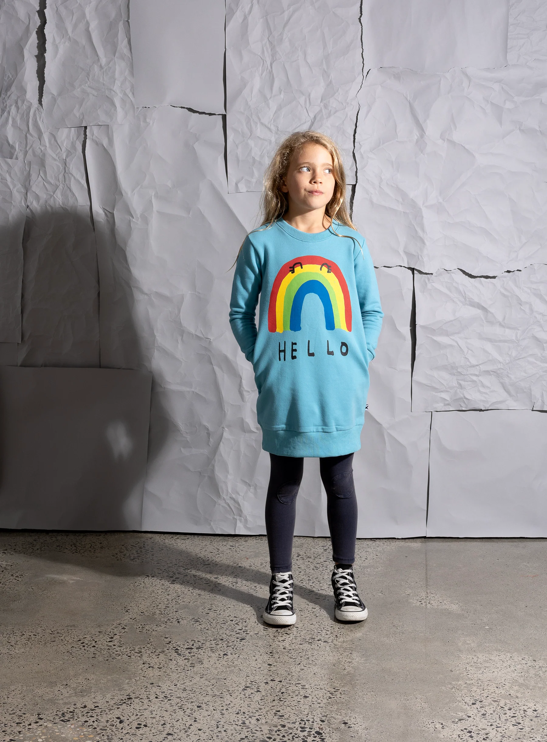 Minti Hello Bye Rainbow Furry Dress - Aqua - Image 6