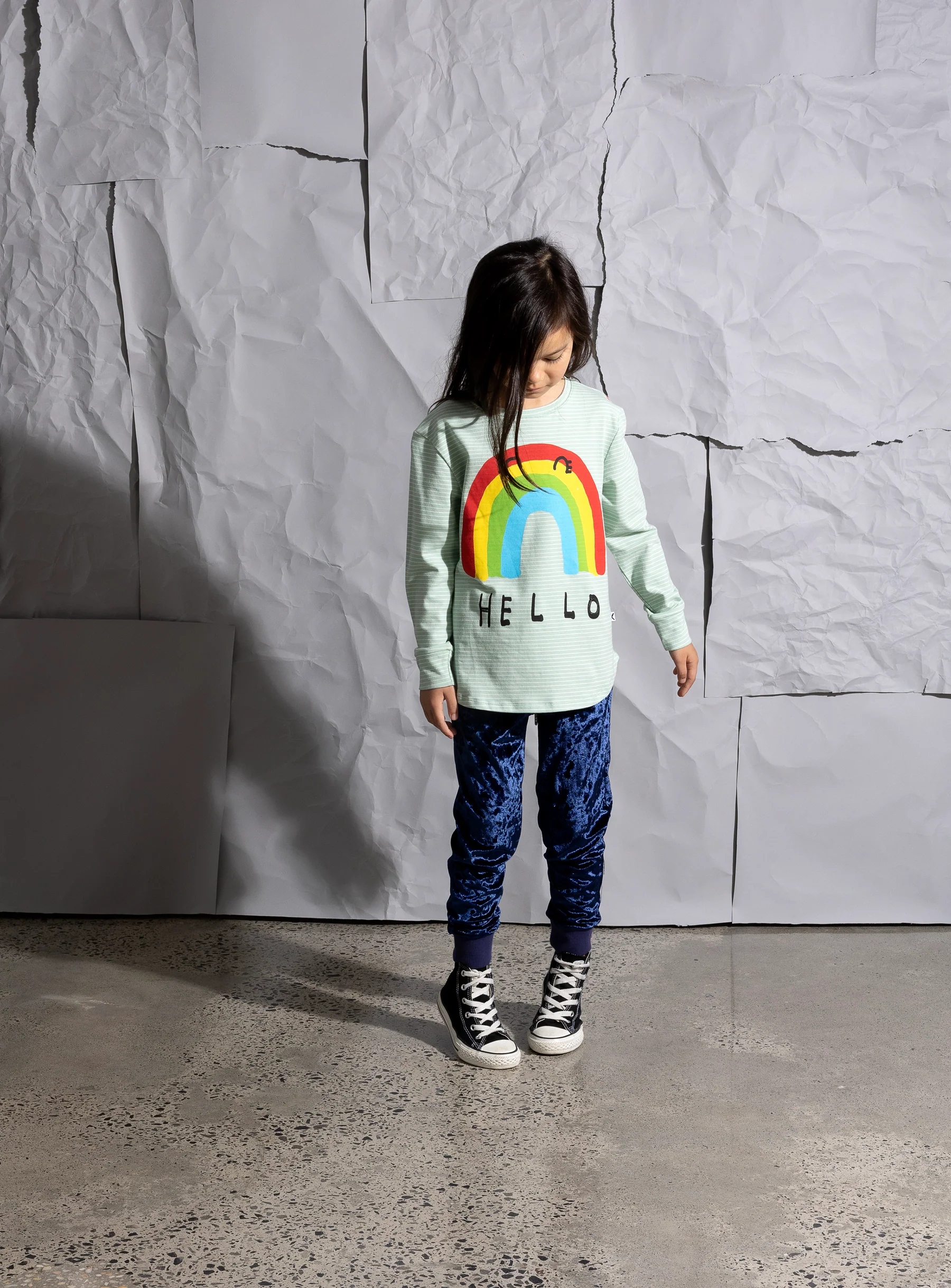 Minti Hello Bye Rainbow Tee - Mint Stripe - Image 4