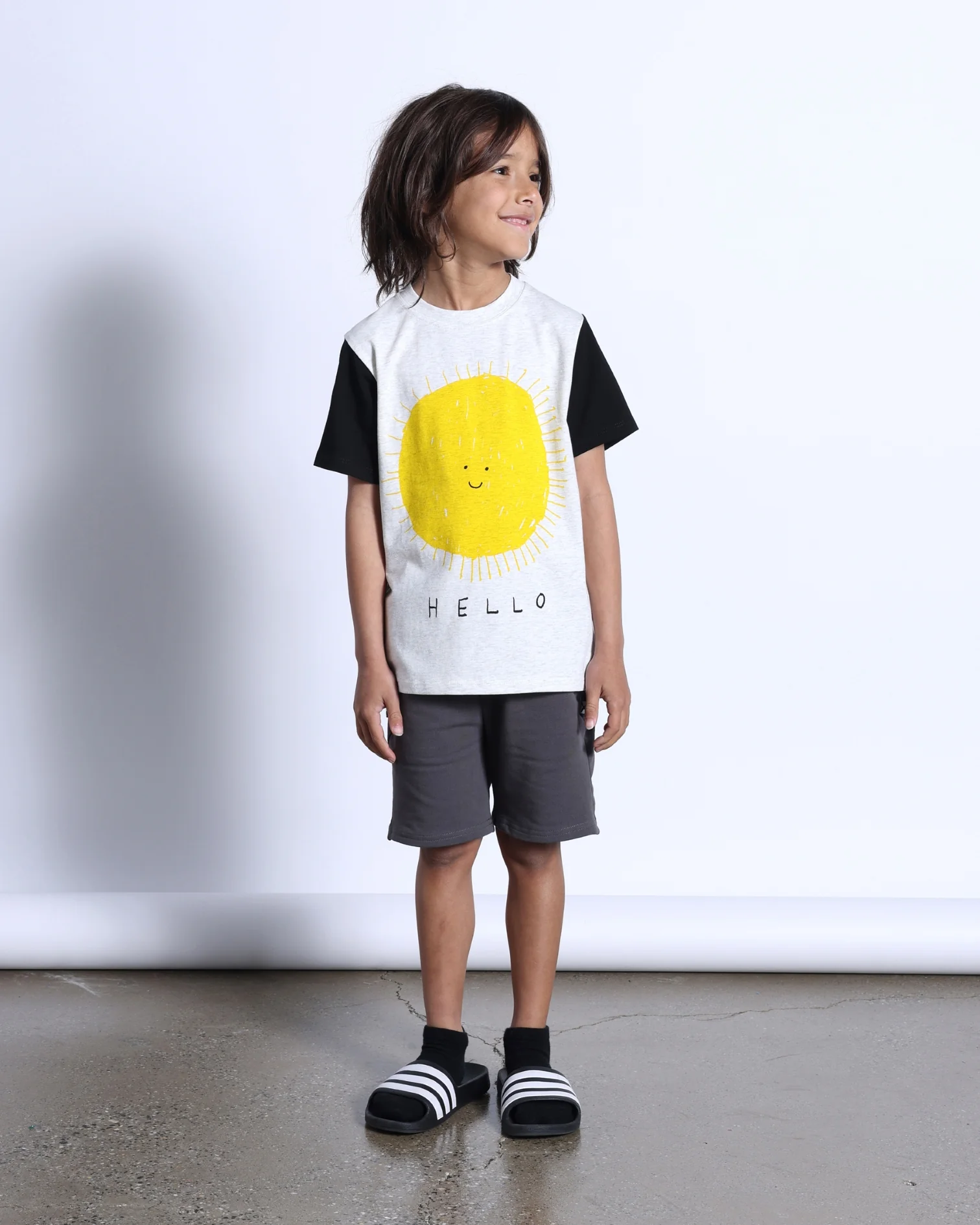 Minti Hello Sun Goodbye Moon Tee - White Marle/Black - Image 3