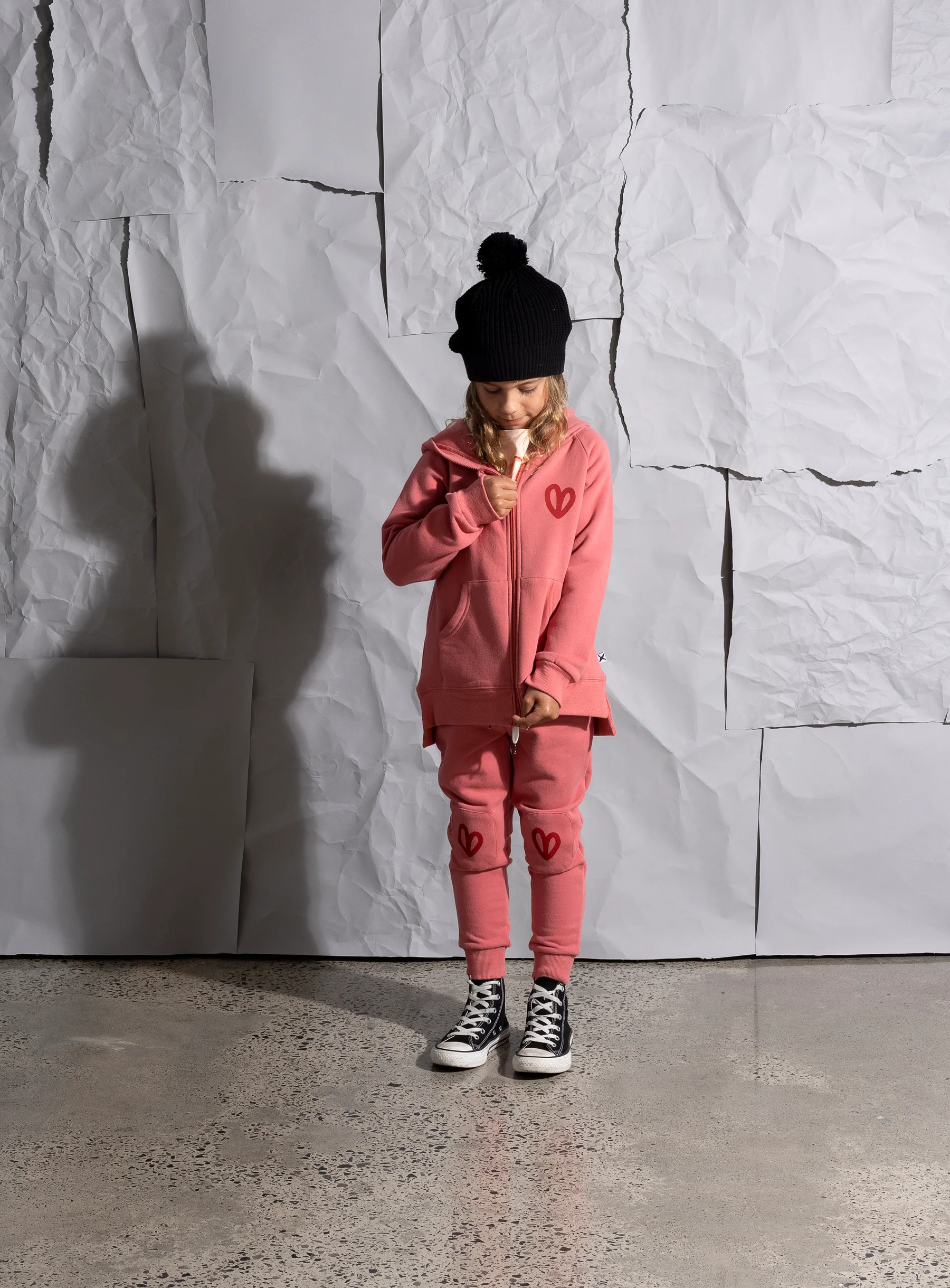 Minti Little Heart Furry Zip Up - Rose - Image 2