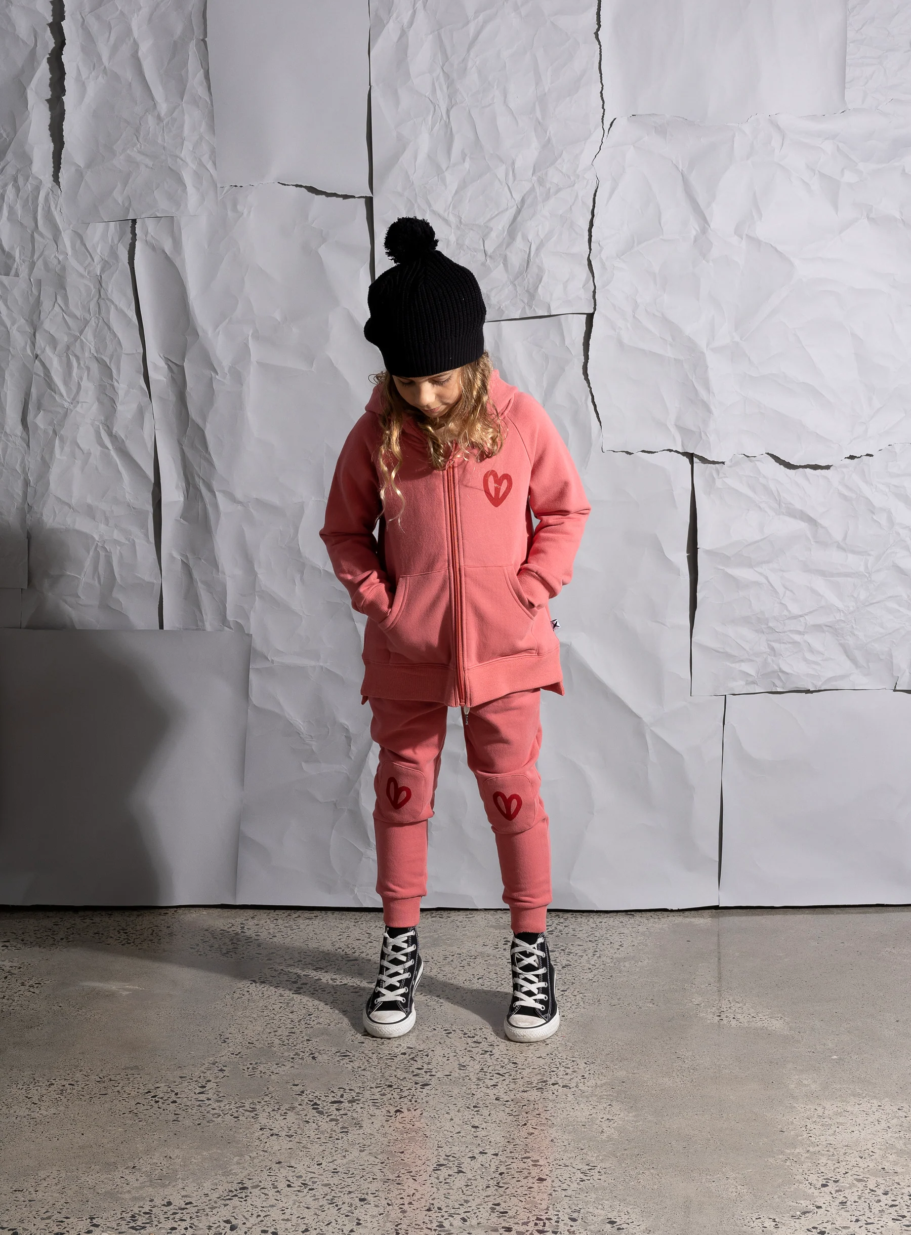 Minti Little Heart Furry Zip Up - Rose - Image 5