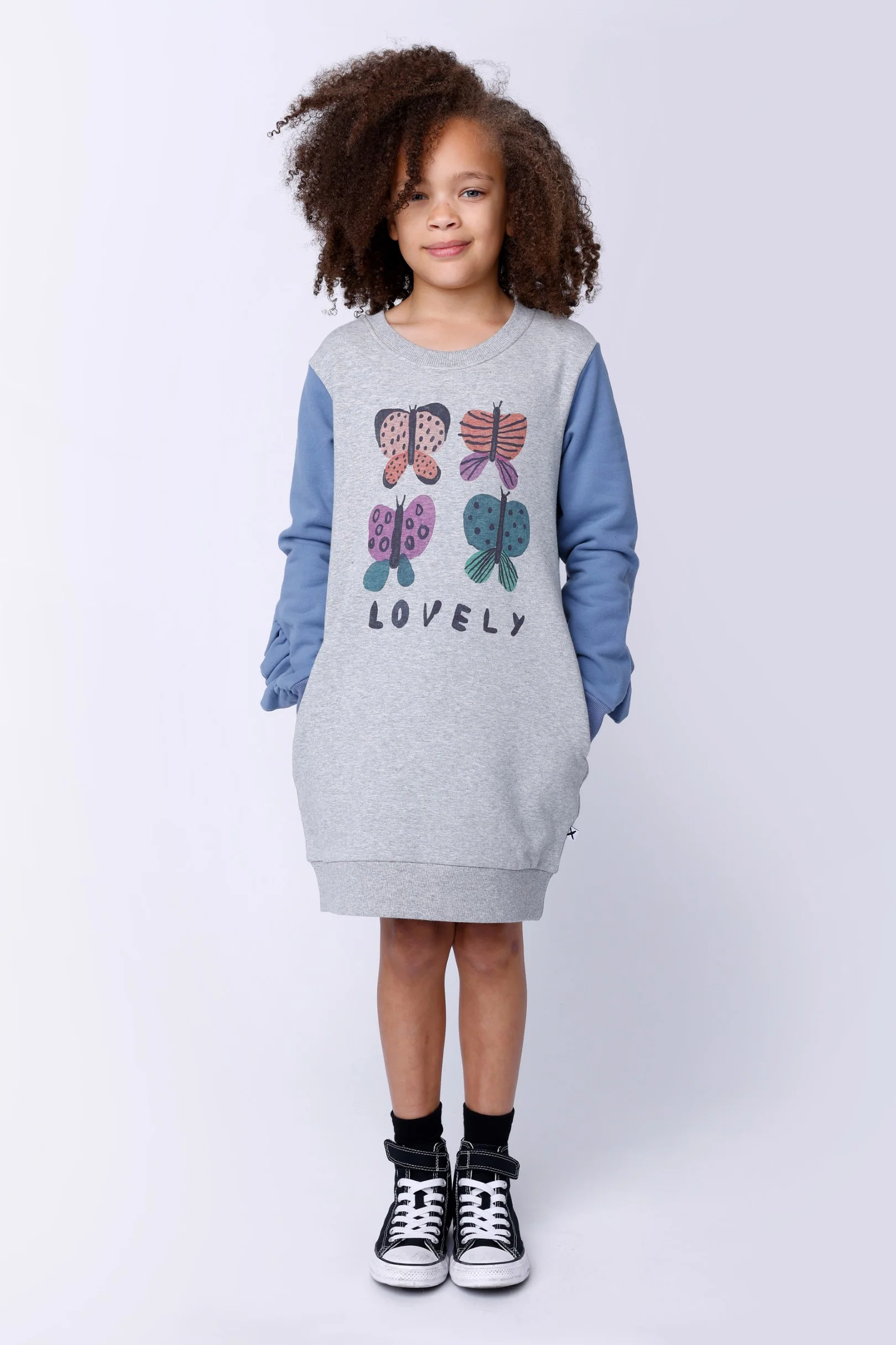 Lovely Butterflies Furry Dress - Grey Marle/Blue - Image 2