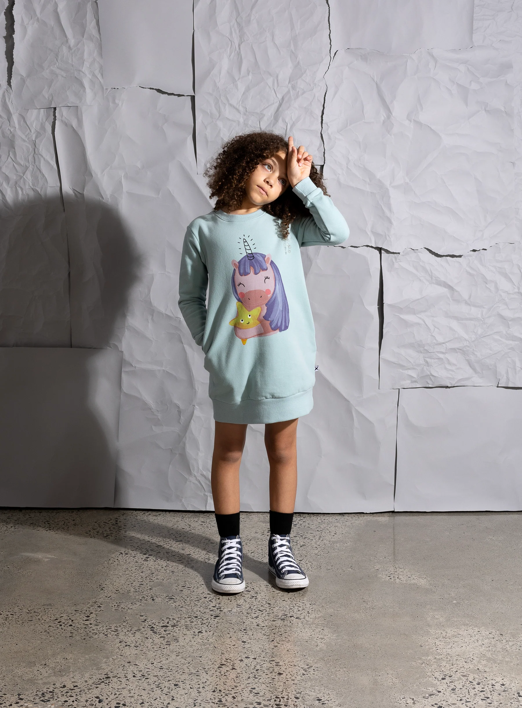 Minti Magical Friends Furry Dress - Muted Green - Image 2