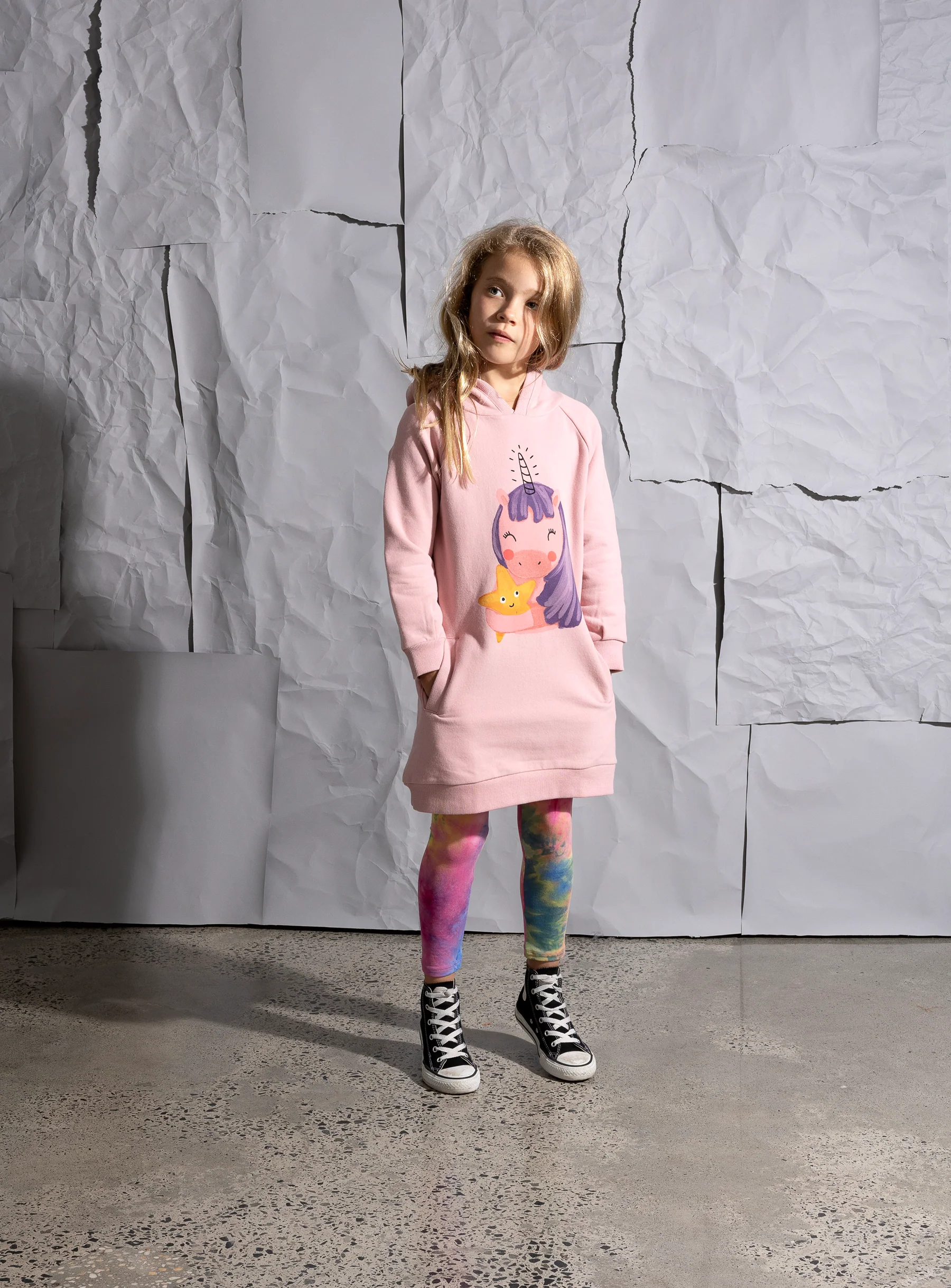 Minti Magical Friends Furry Hoodie Dress - Muted Pink - Image 3