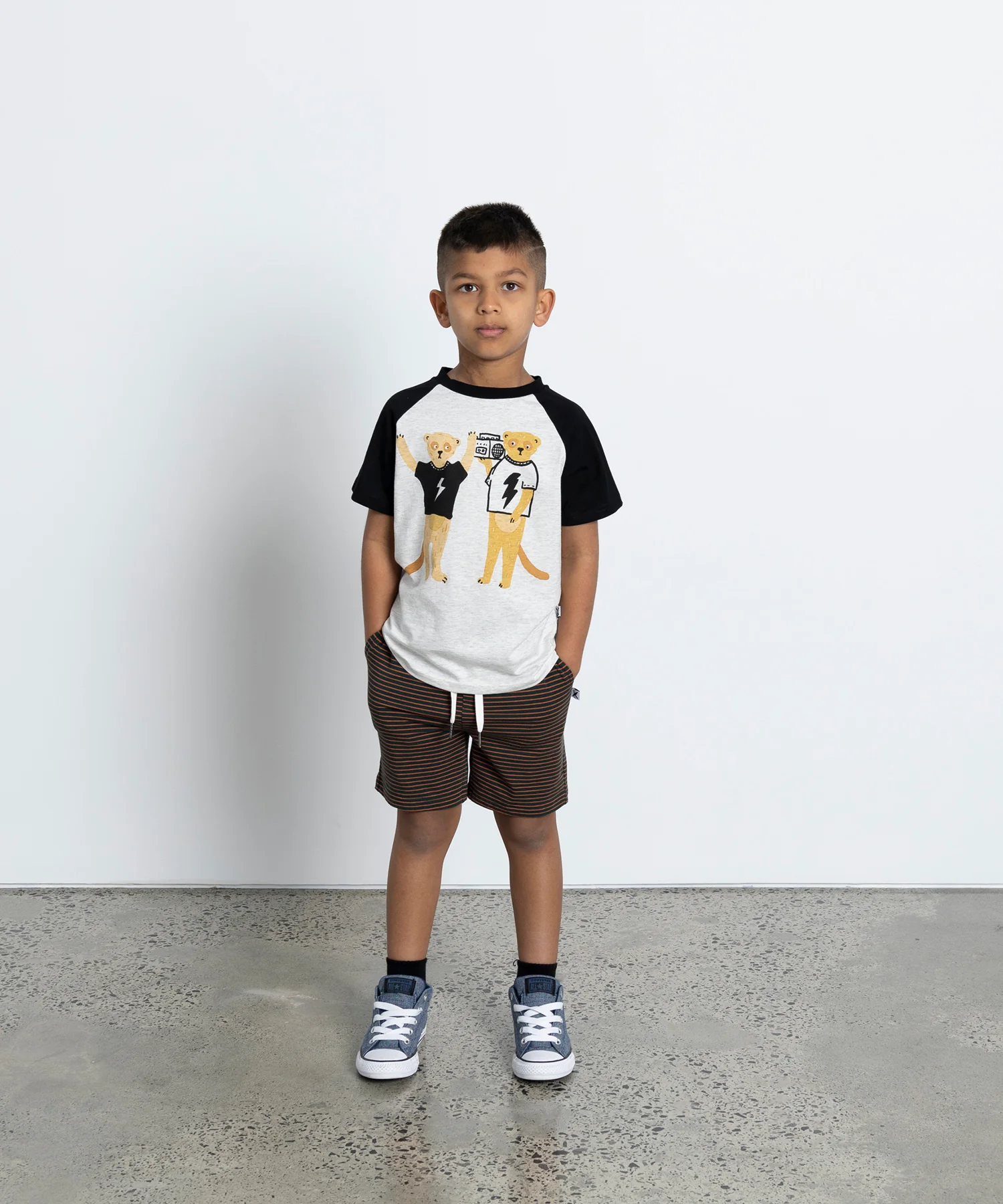 Minti Meerkat Party Tee - White Marle/Black - Image 3