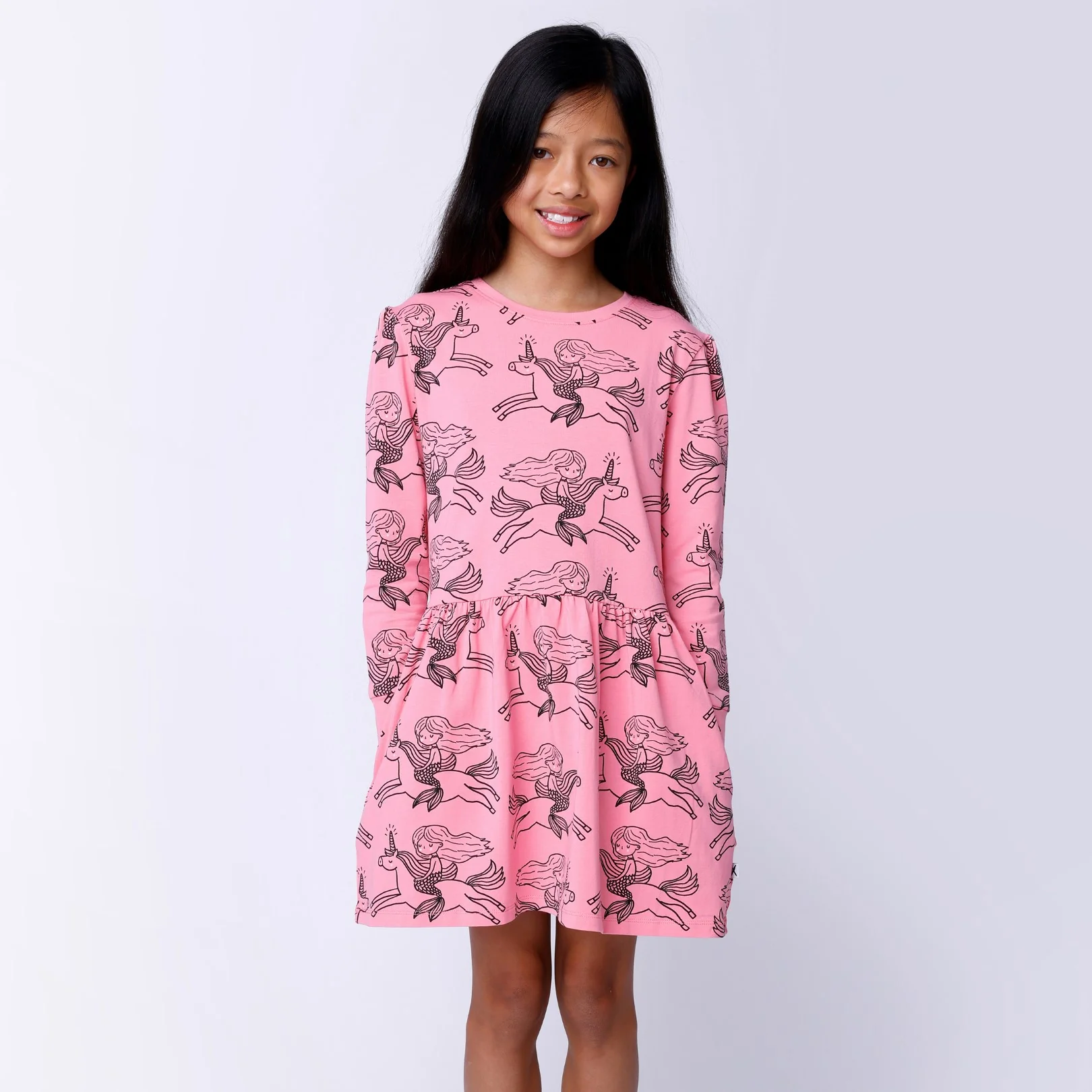 Mermaid And Unicorn Dress - Pink - Image 2