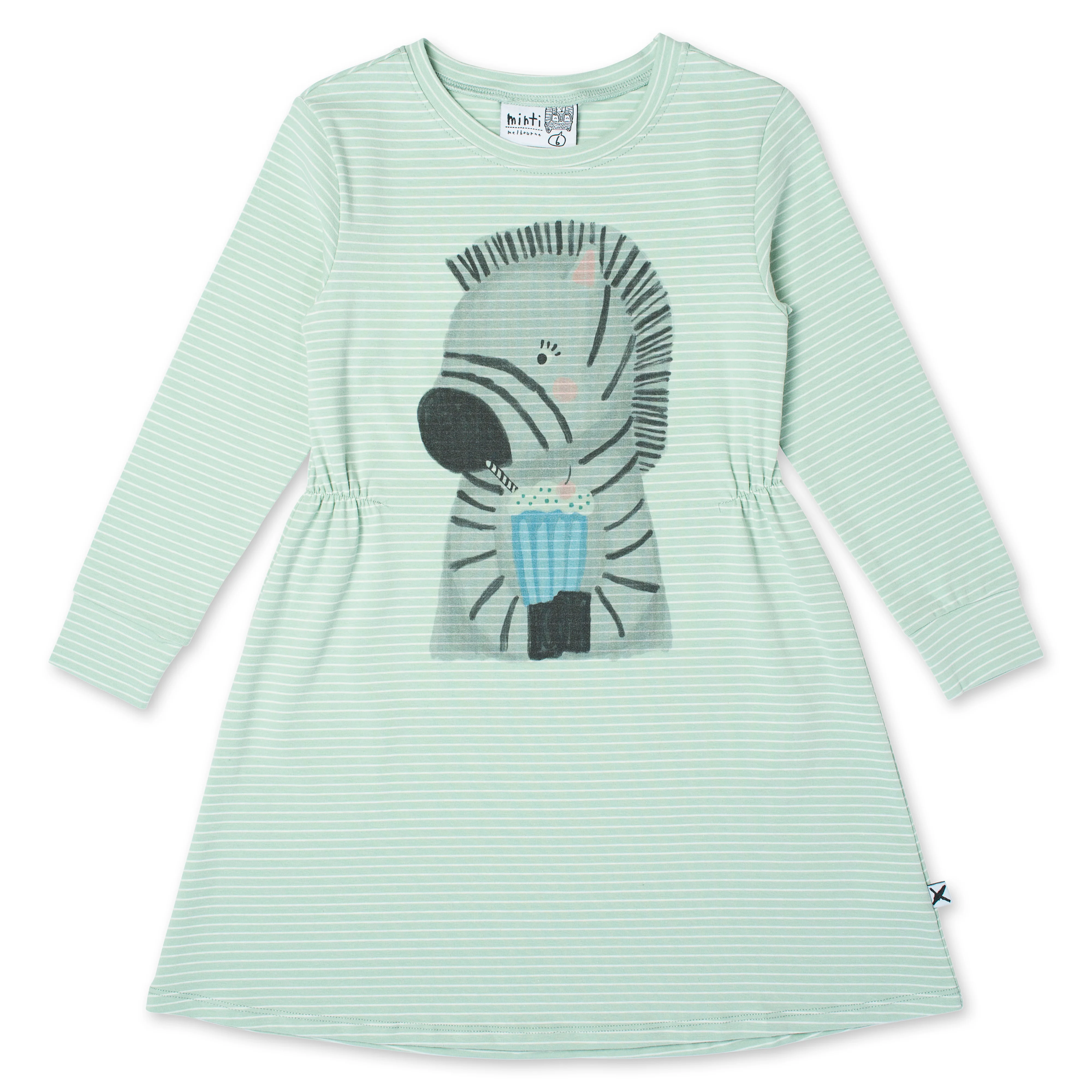 Minti Milkshake Zebra Dress - Mint Stripe