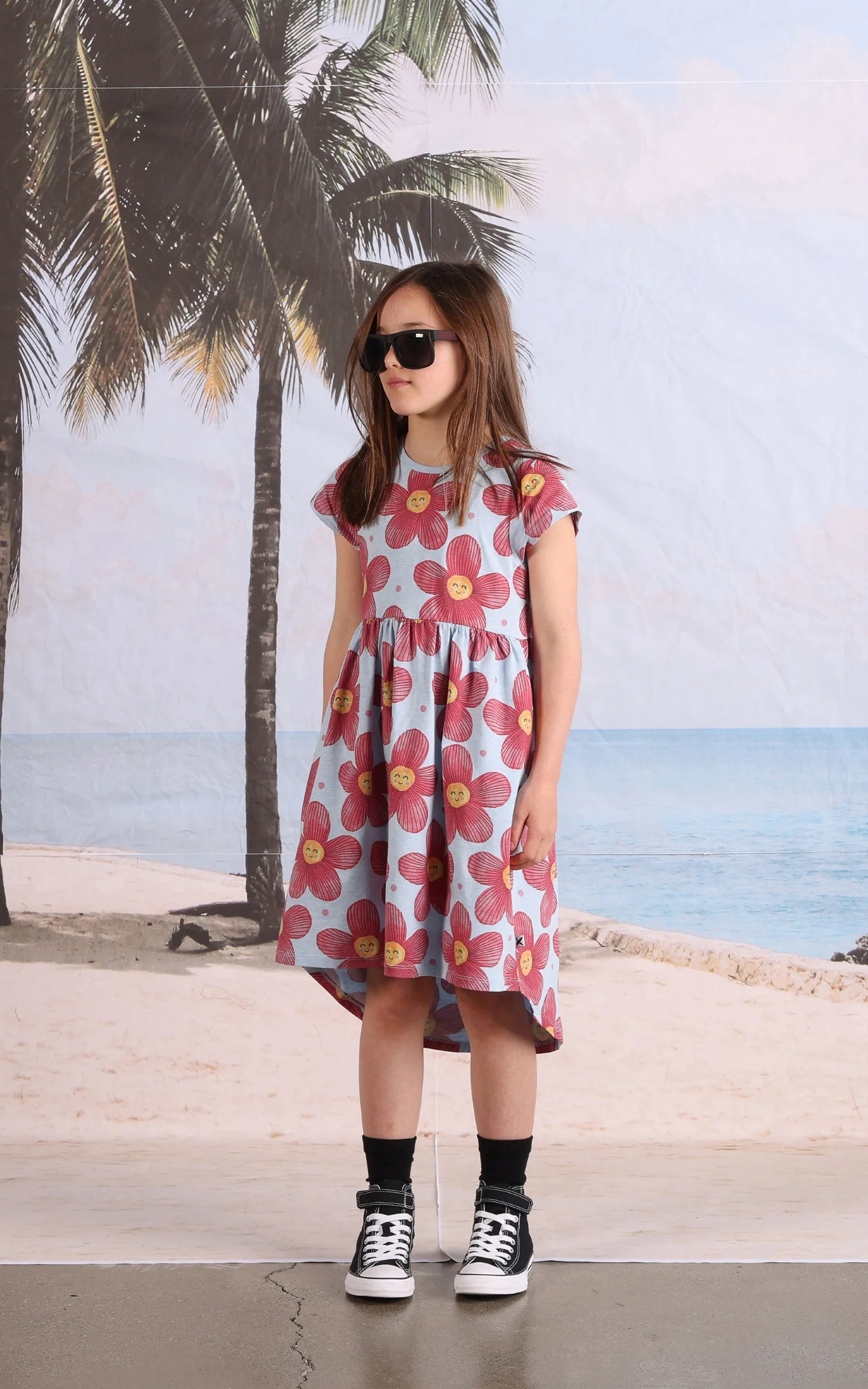 Minti Painted Flower Dress - Cornflower Marle - Image 2