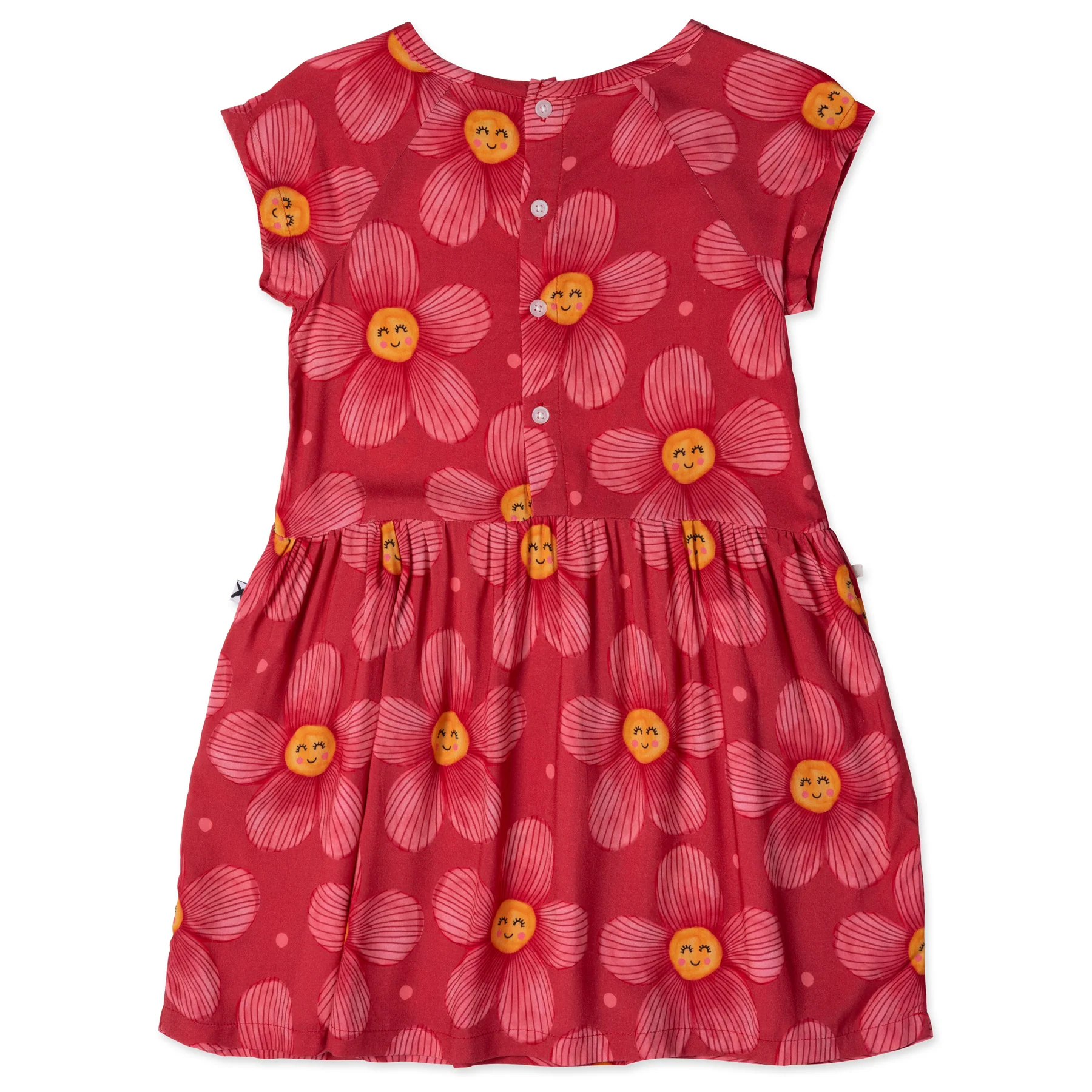 Minti Painted Flower Woven Dress - Cherry - Image 2