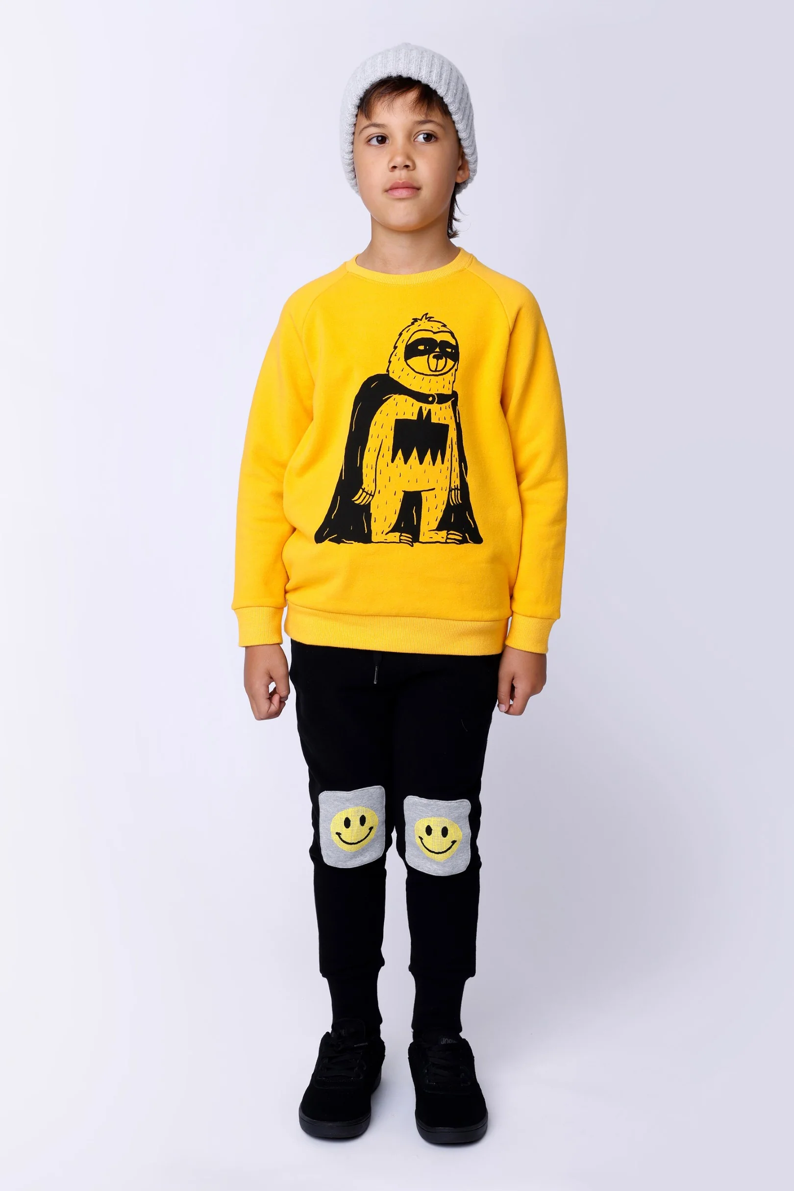 Pixelled Face Furry Trackies - Black/Grey Marle - Image 3