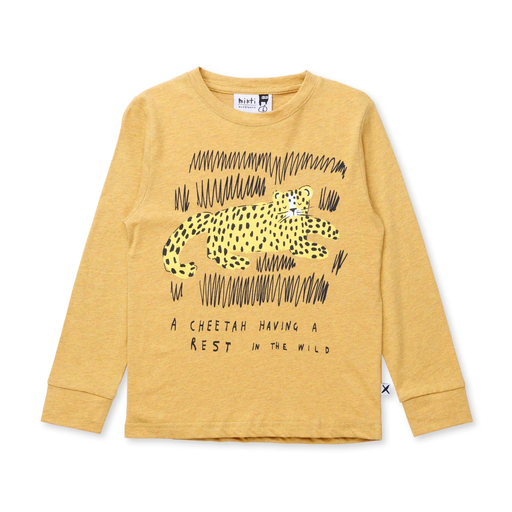 Relaxing Cheetah Tee - Mustard Marle