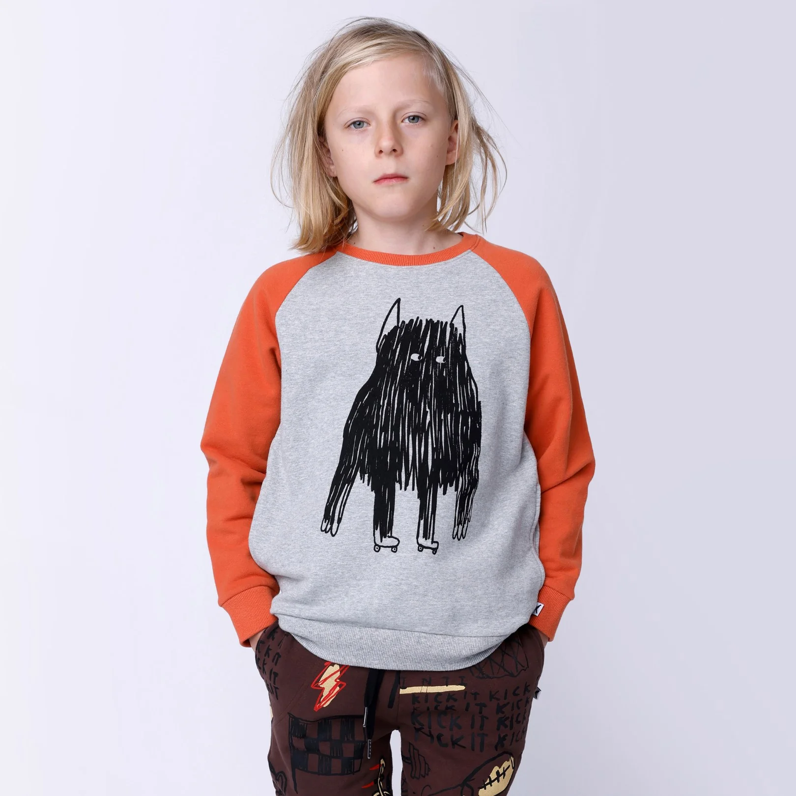 Roller Monster Furry Crew - Grey Marle/Orange - Image 3