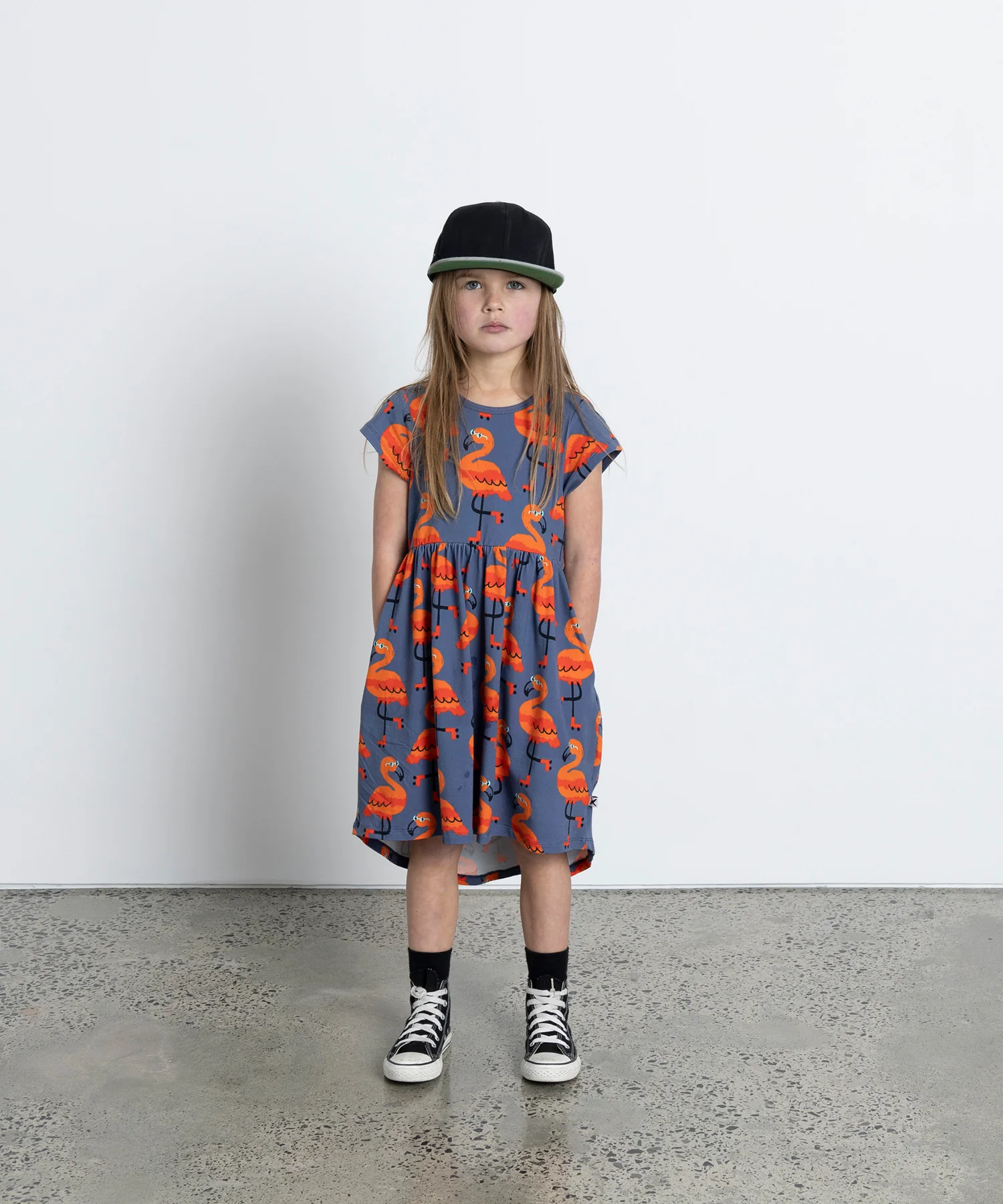 Minti Rolling Flamingos Dress - Dark Blue - Image 4