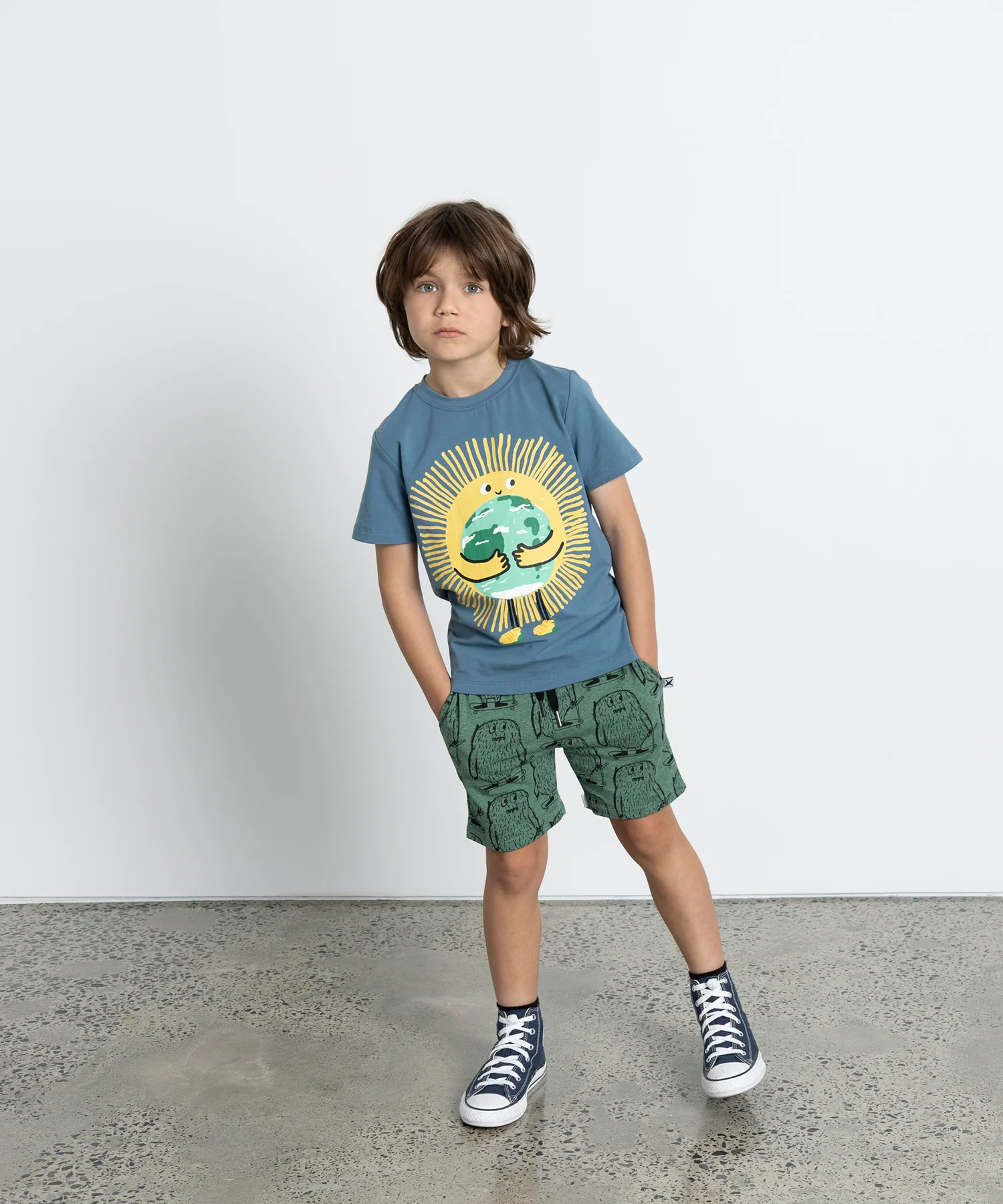 Minti Scooting Monsters Short - Forest Marle - Image 2