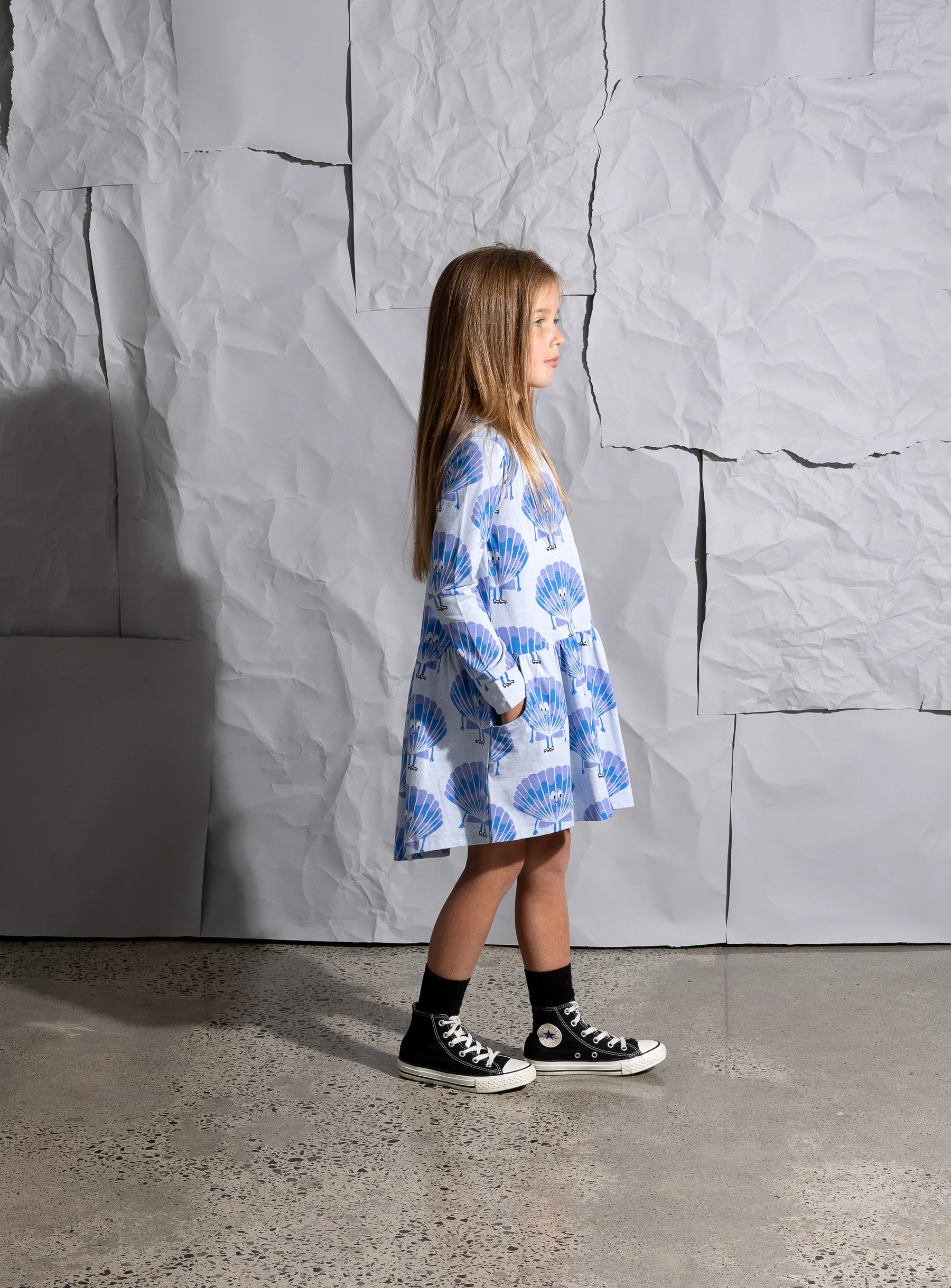 Minti Shell Skater Dress - Cornflower Marle - Image 3