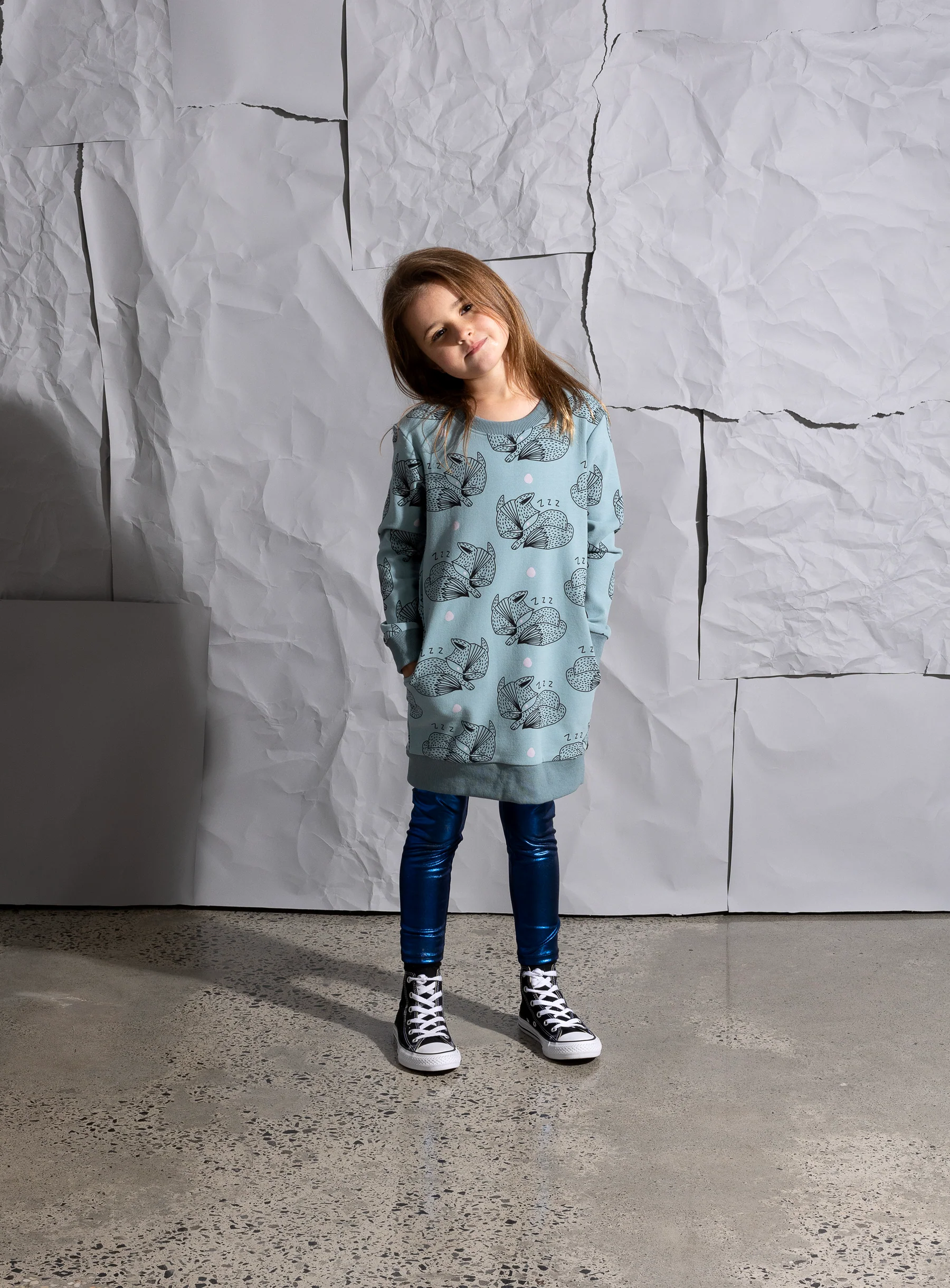 Minti Sleepy Fox Dress - Muted Green - Image 4