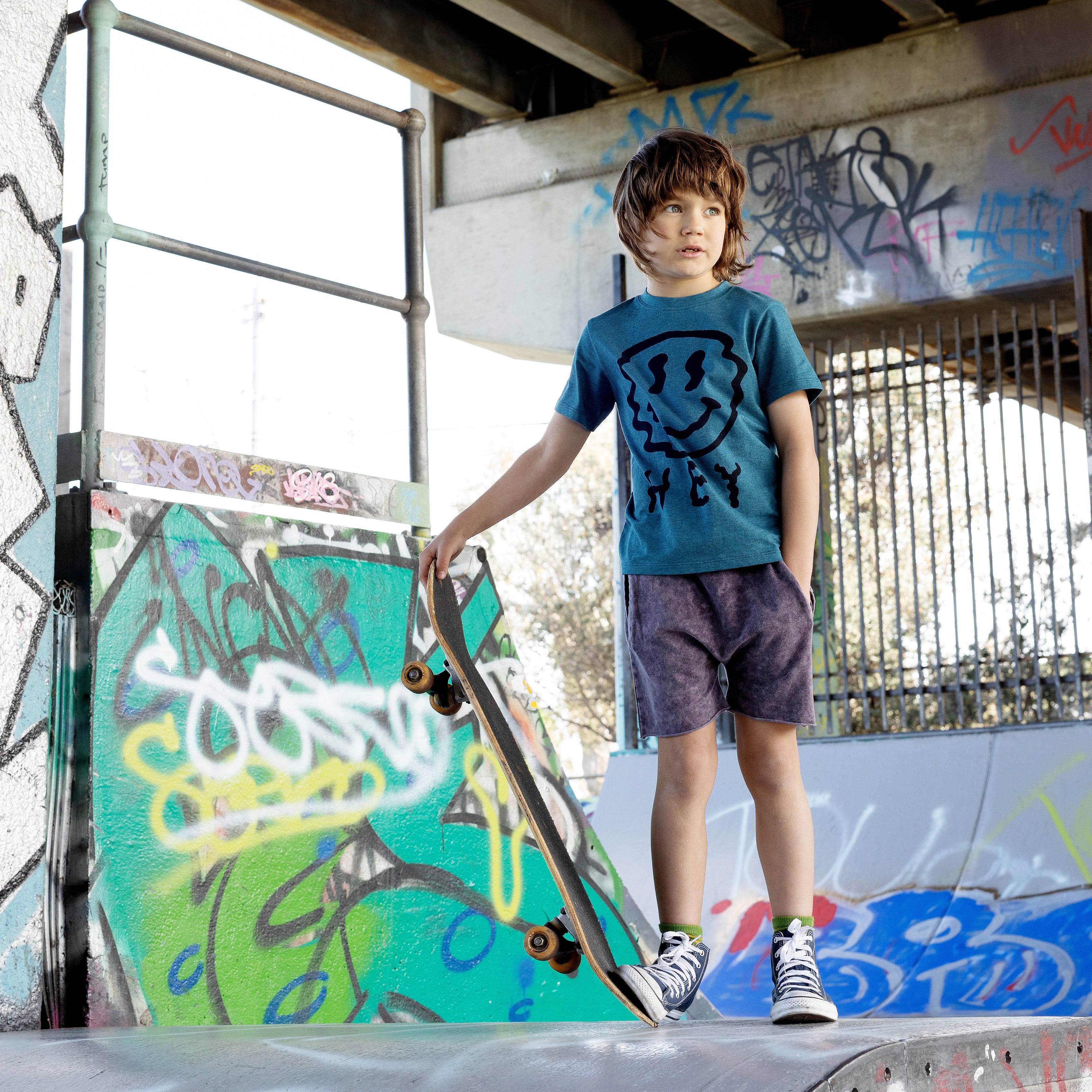 Minti Spacey Hey Tee - Teal Marle - Image 2