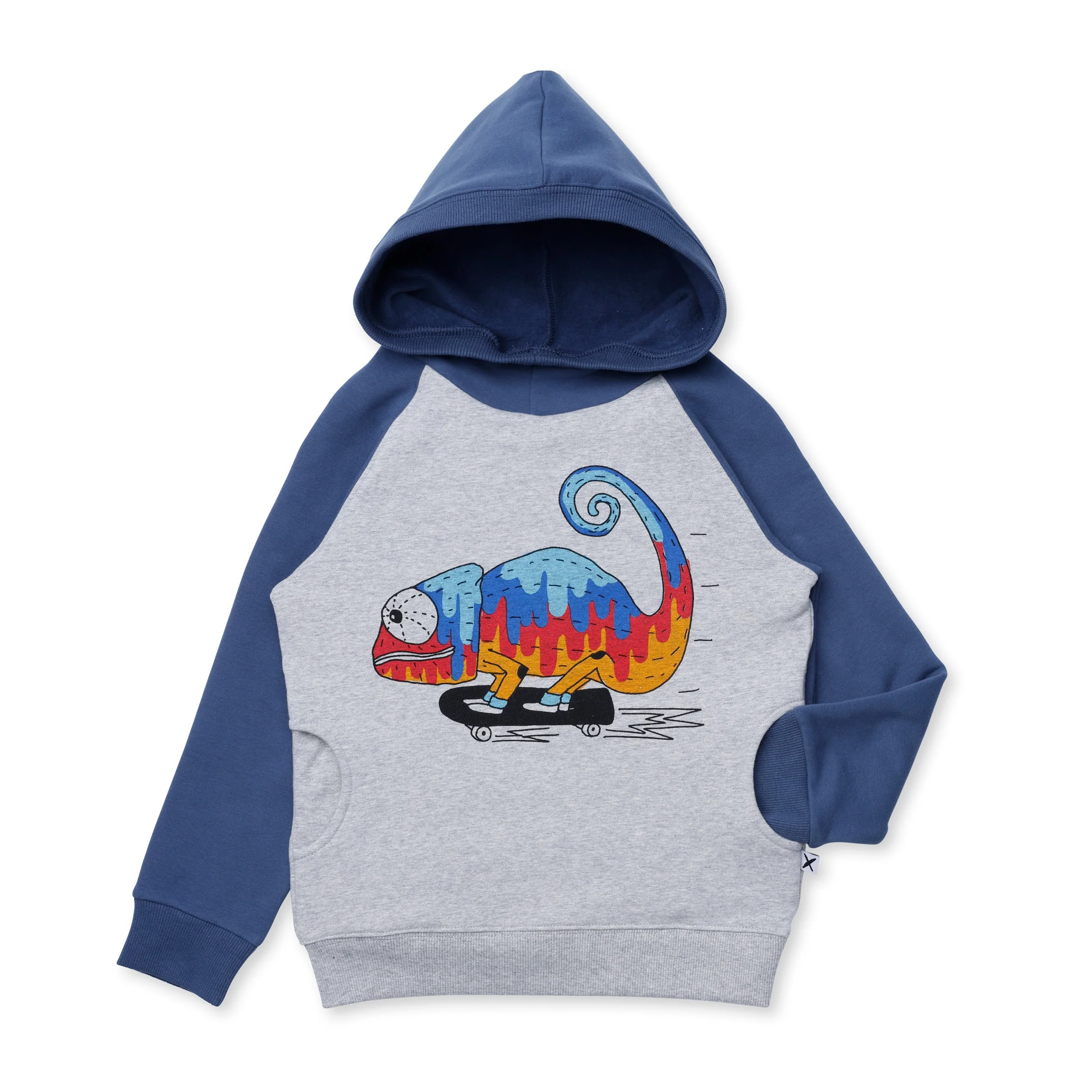 Speedy Chameleon Furry Hood - Grey Marle/Navy - Image 3