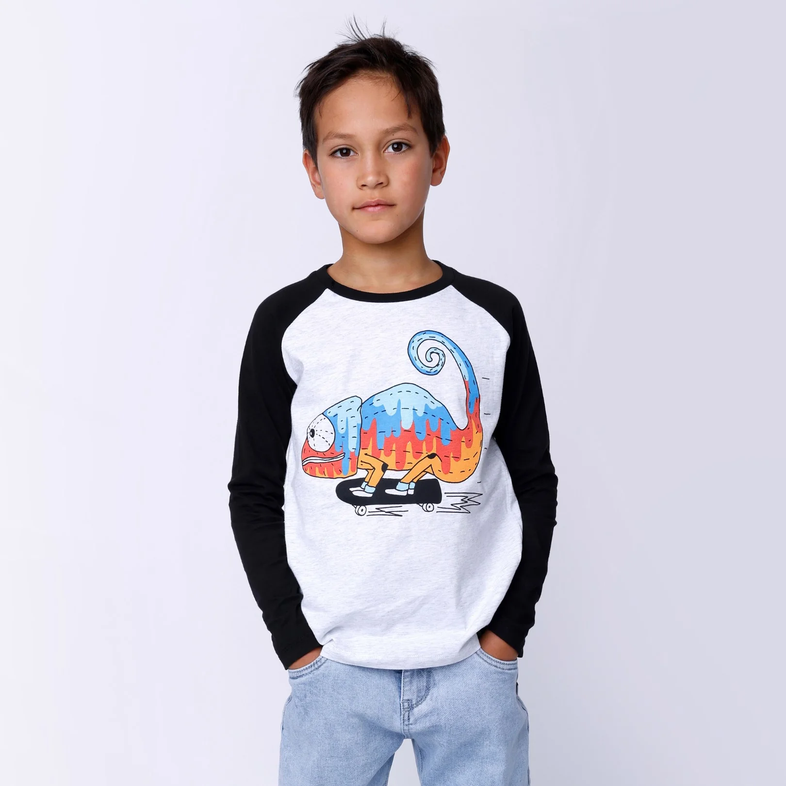 Speedy Chameleon Tee - White Marle/Black - Image 2