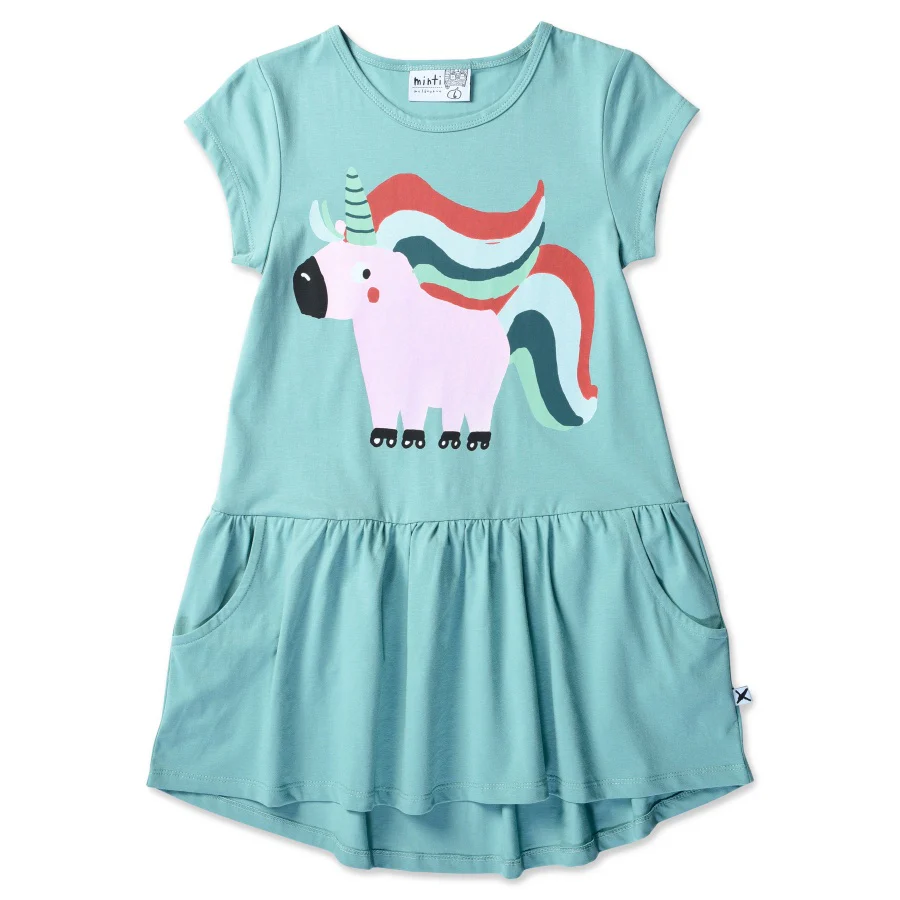Minti Sporty Unicorn Dress - Emerald