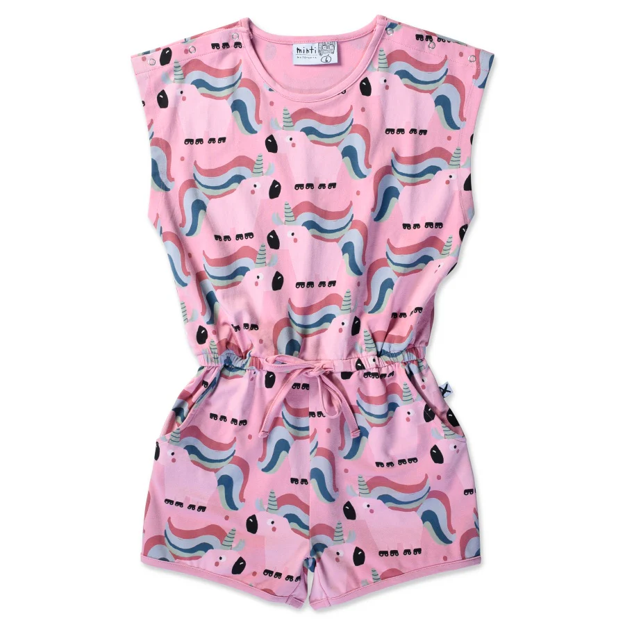 Minti Sporty Unicorn Playsuit - Fuchsia