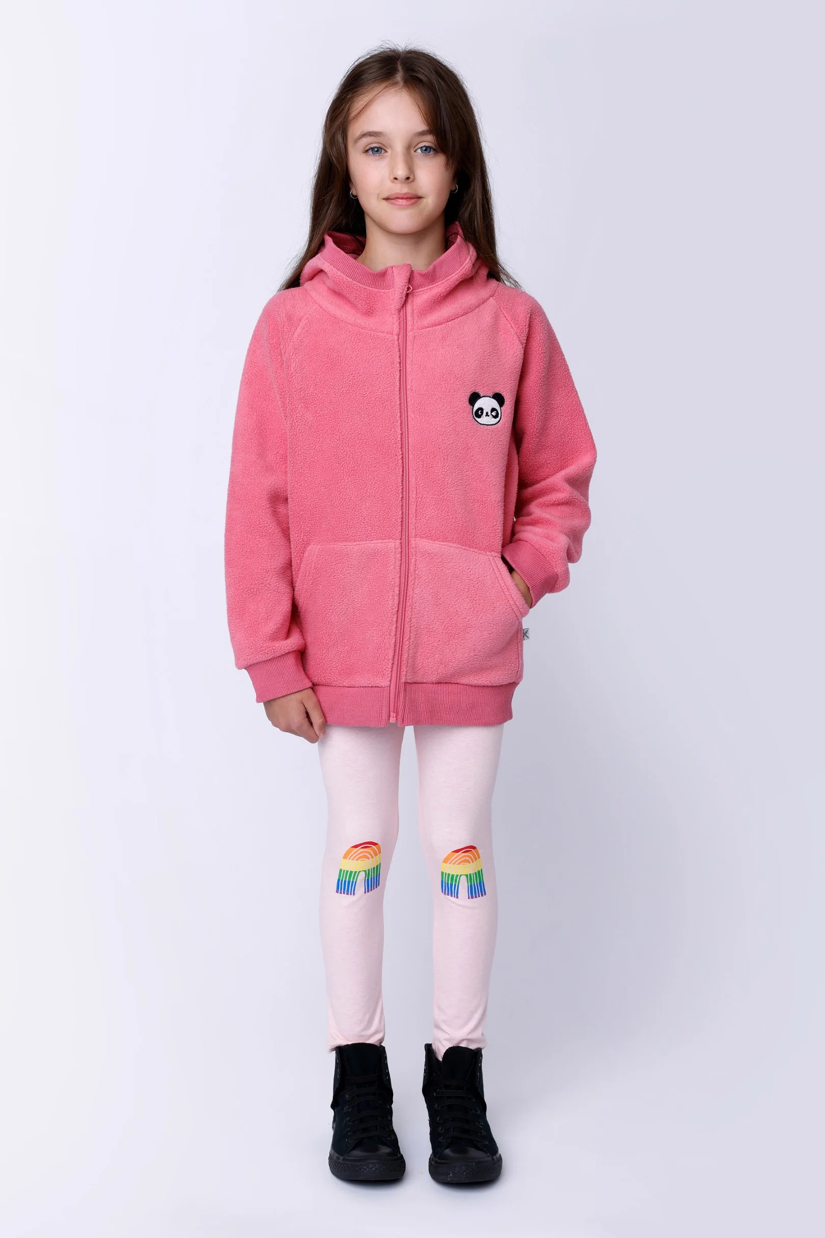 Stripey Rainbow Tights - Pink Marle - Image 2